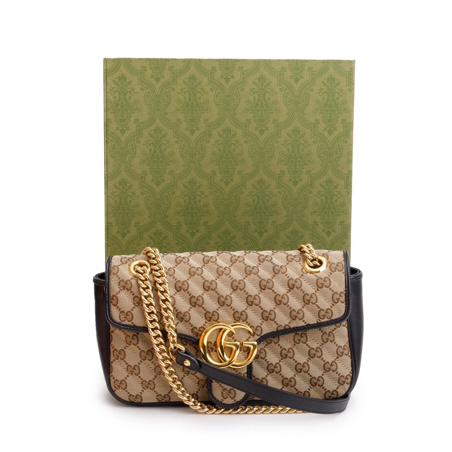Gucci Beige Diagonal Quilted Canvas GG Marmont Small Shoulder Bag