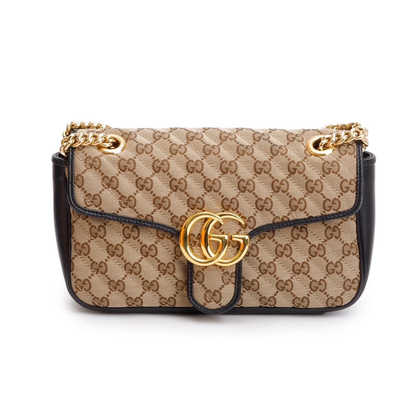 Gucci Beige Diagonal Quilted Canvas GG Marmont Small Shoulder Bag