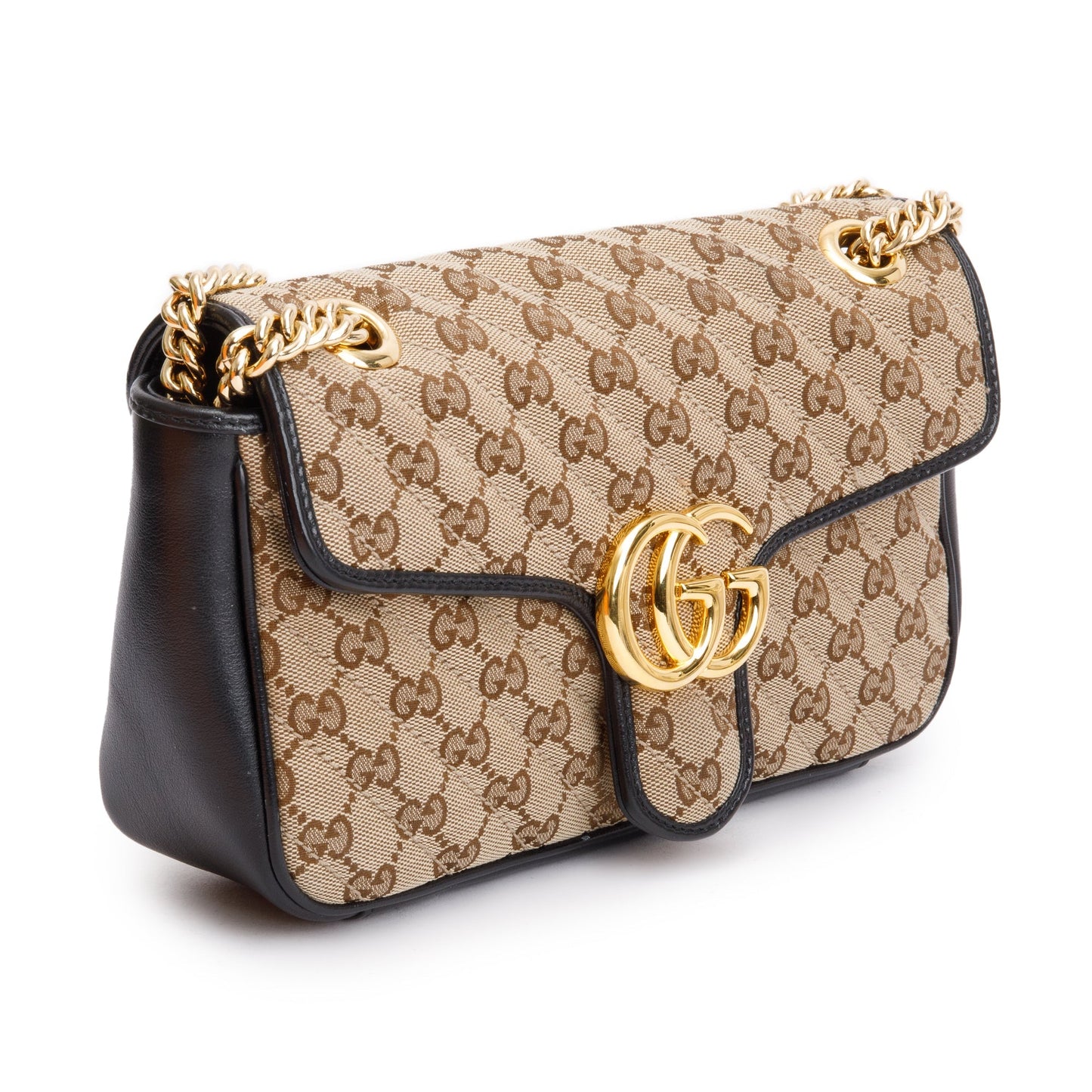 Gucci Beige Diagonal Quilted Canvas GG Marmont Small Shoulder Bag