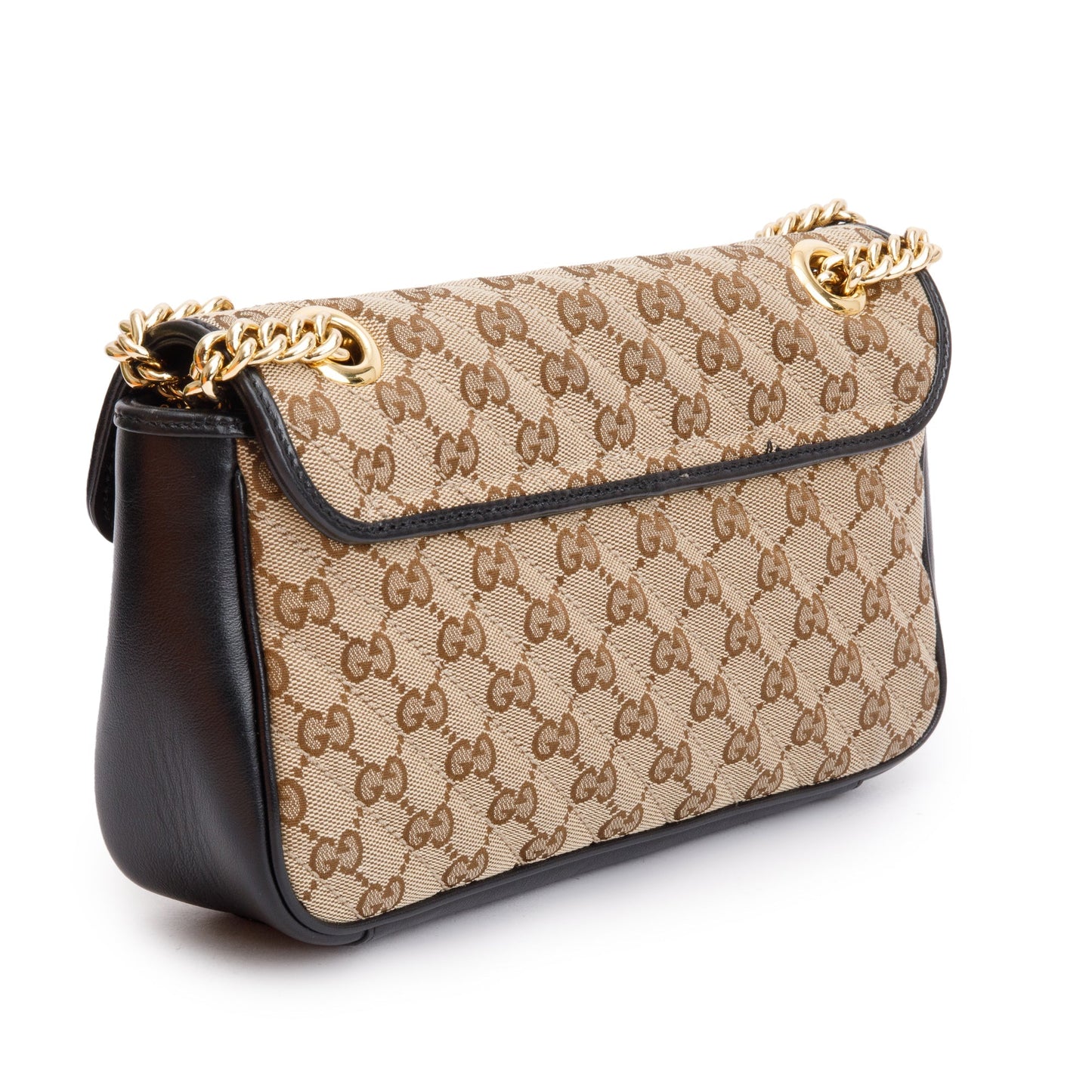 Gucci Beige Diagonal Quilted Canvas GG Marmont Small Shoulder Bag