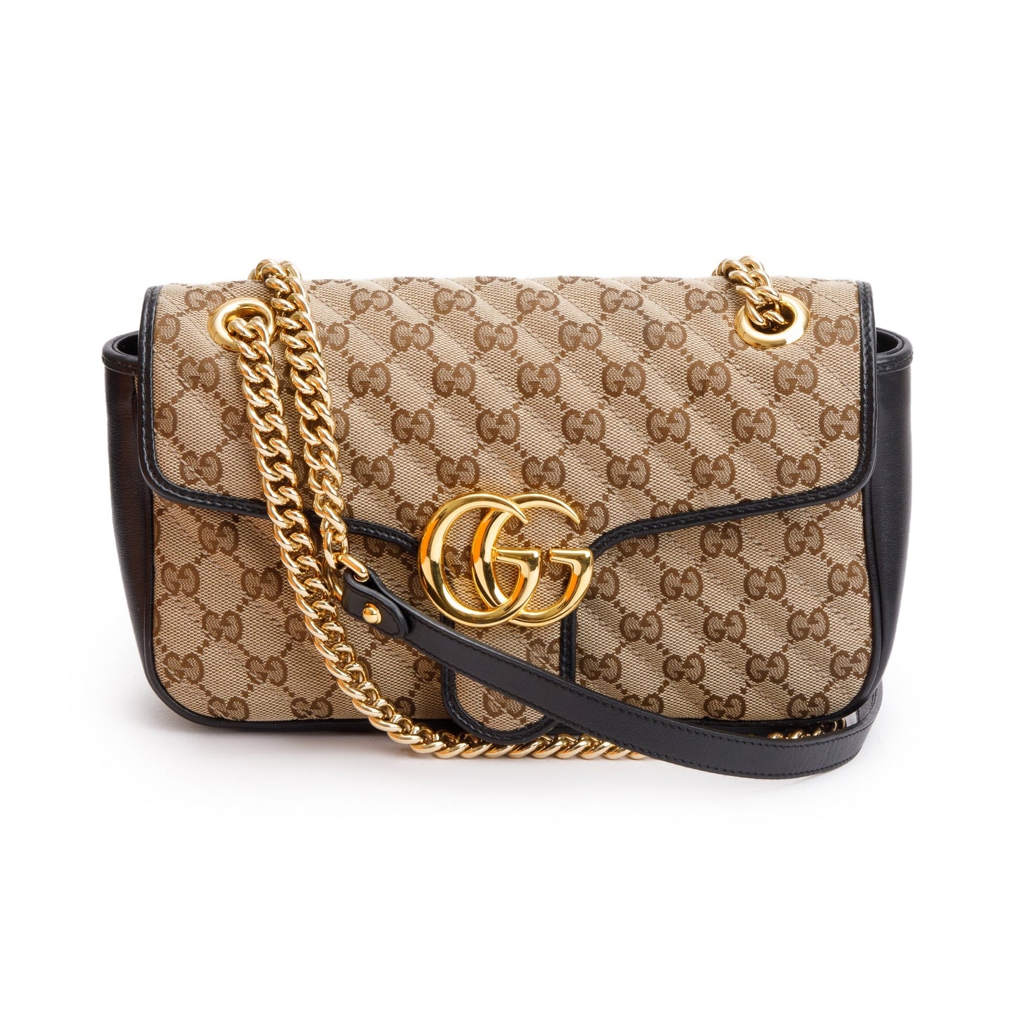 Gucci Beige Diagonal Quilted Canvas GG Marmont Small Shoulder Bag