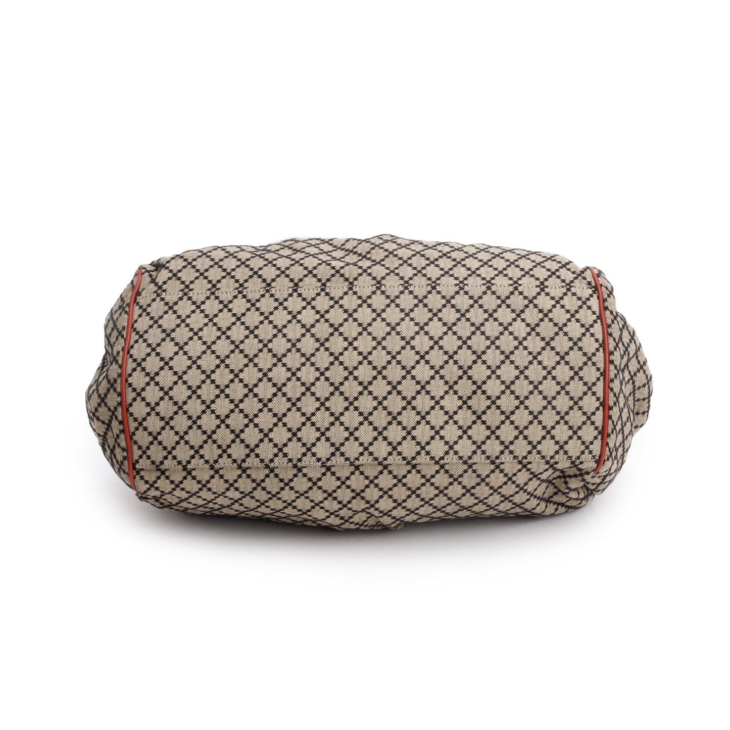 Gucci Beige Diamante Canvas Red Leather Trim Medium Sukey Boston Bag