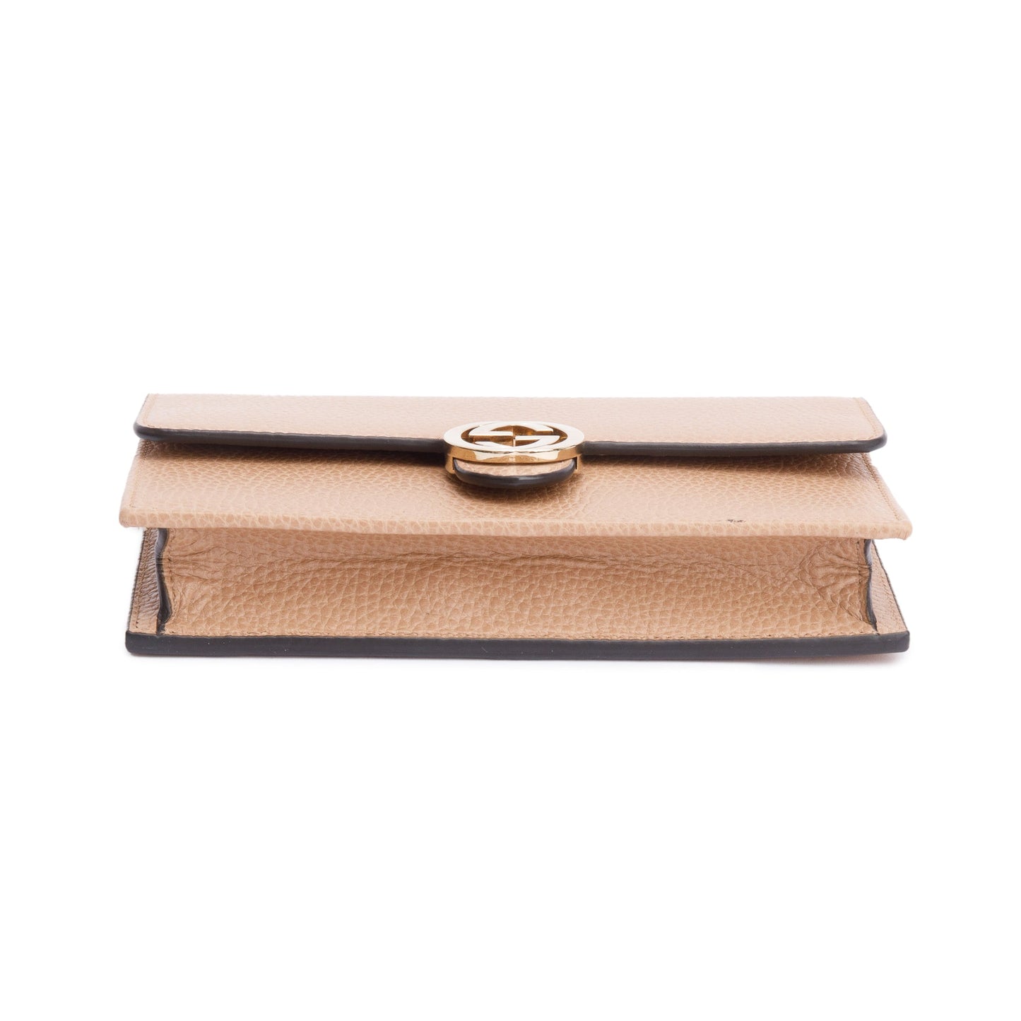 Gucci Beige Dollar Calfskin Leather Interlocking GG Wallet on Chain
