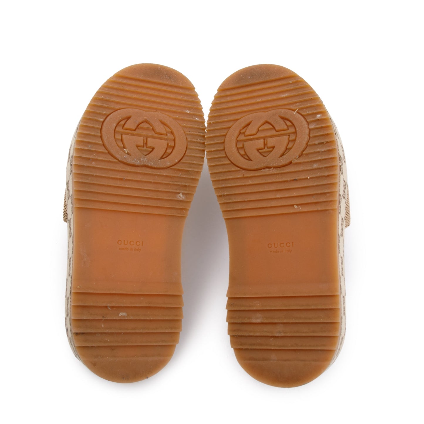 Gucci Beige& Ebony Maxi GG Canvas Patform Slide Sandal, Size 36