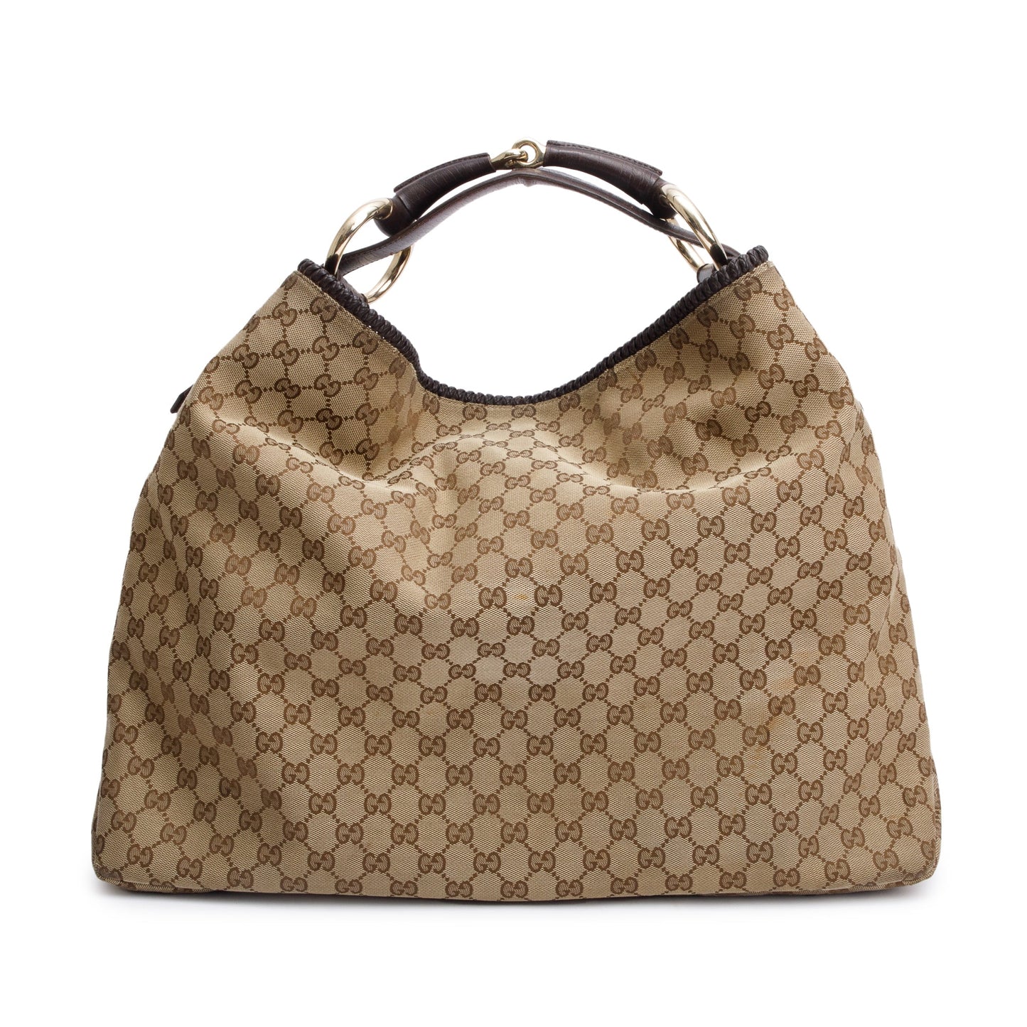Gucci Beige GG Canvas Large Horsebit Hobo