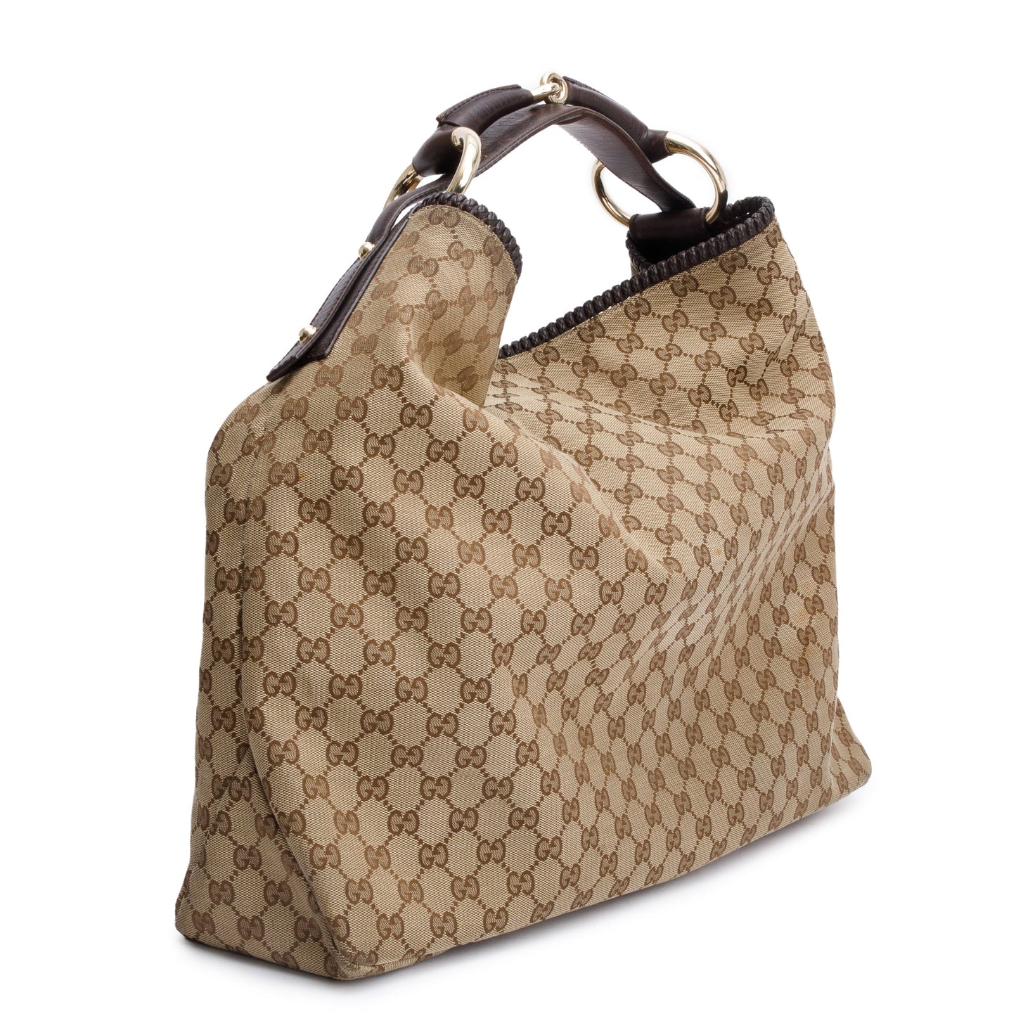 Gucci Beige GG Canvas Large Horsebit Hobo