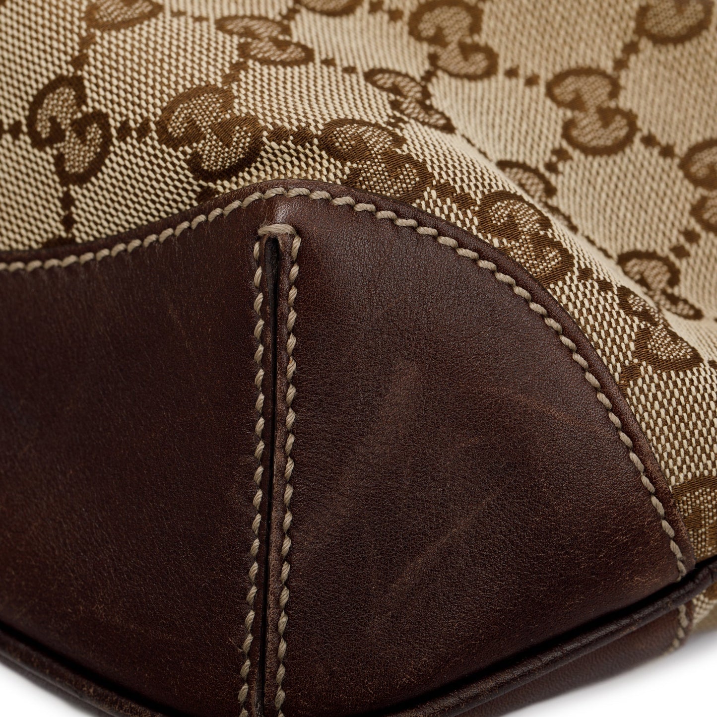 Gucci Beige GG Canvas Medium Peggy Bamboo Top Handle Bag