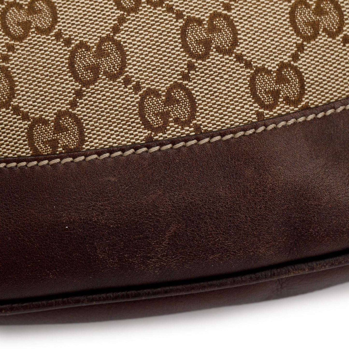 Gucci Beige GG Canvas Medium Peggy Bamboo Top Handle Bag