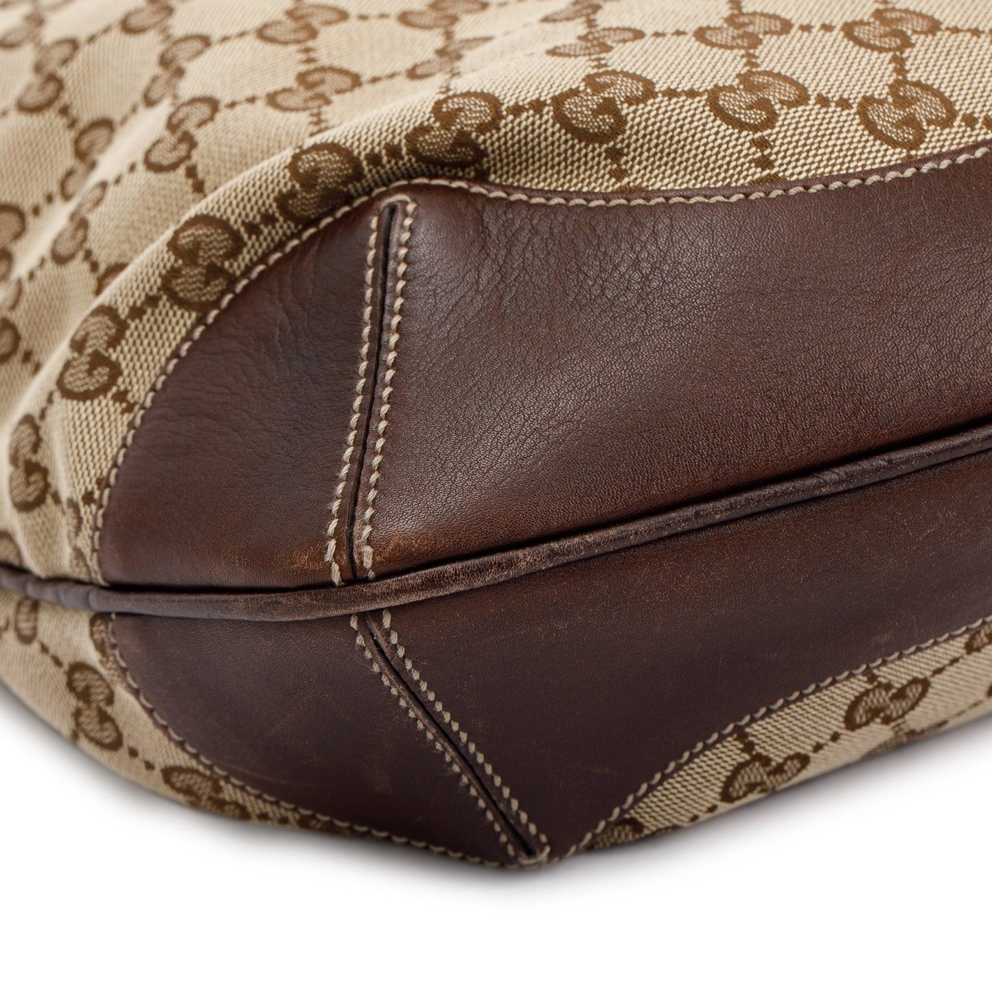 Gucci Beige GG Canvas Medium Peggy Bamboo Top Handle Bag