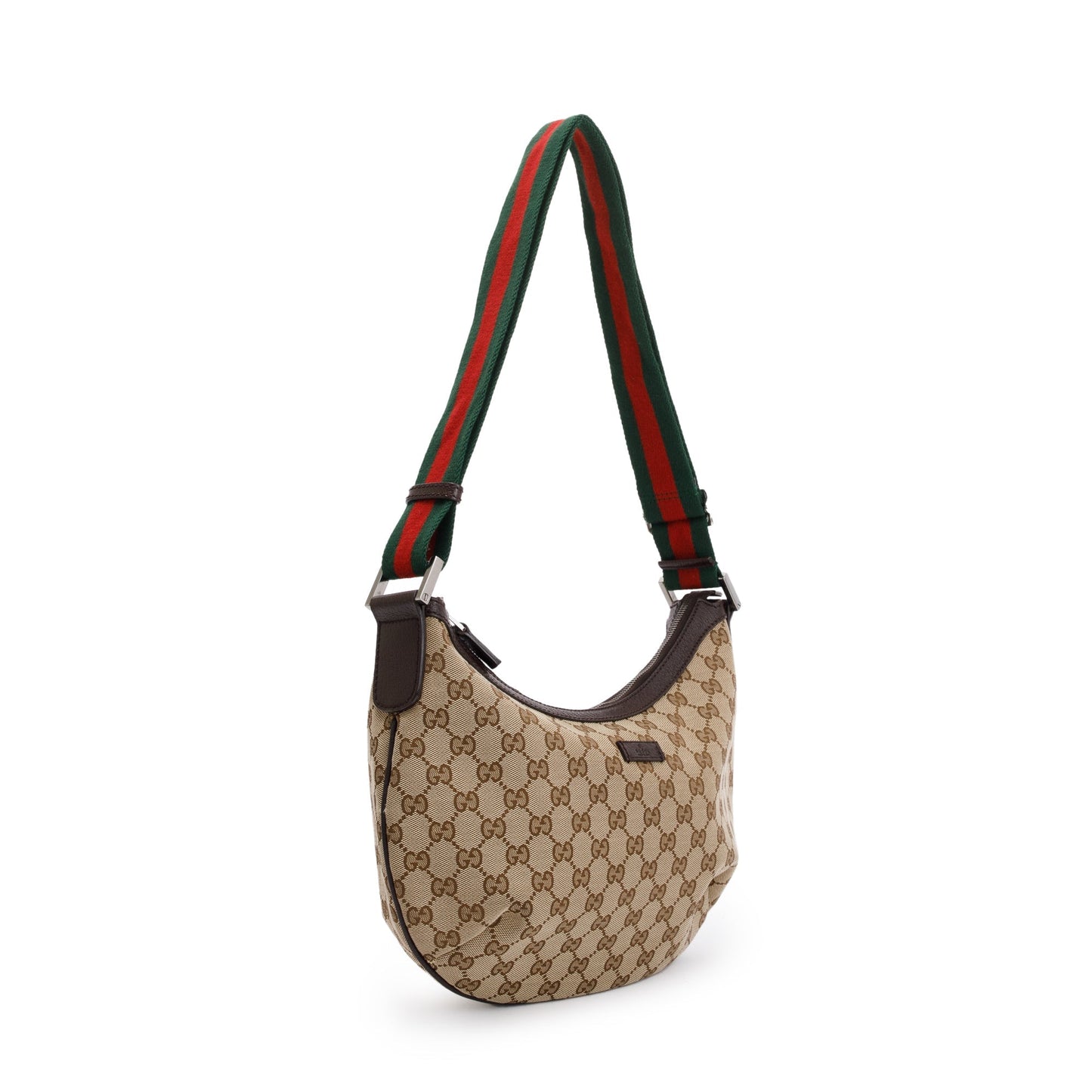 Gucci Beige GG Canvas Web Medium Half Moon Hobo
