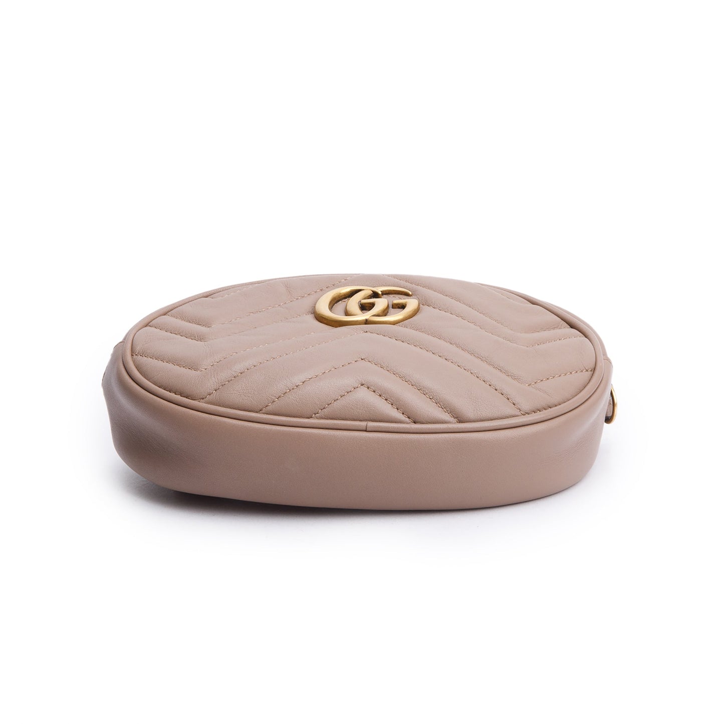 Gucci Beige GG Marmont Matelasse Leather Belt Bag, Size 85 34