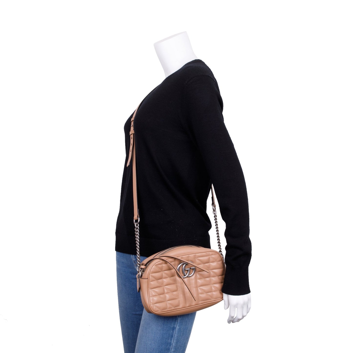 Gucci Beige GG Marmont Matelasse Leather Small Shoulder Bag