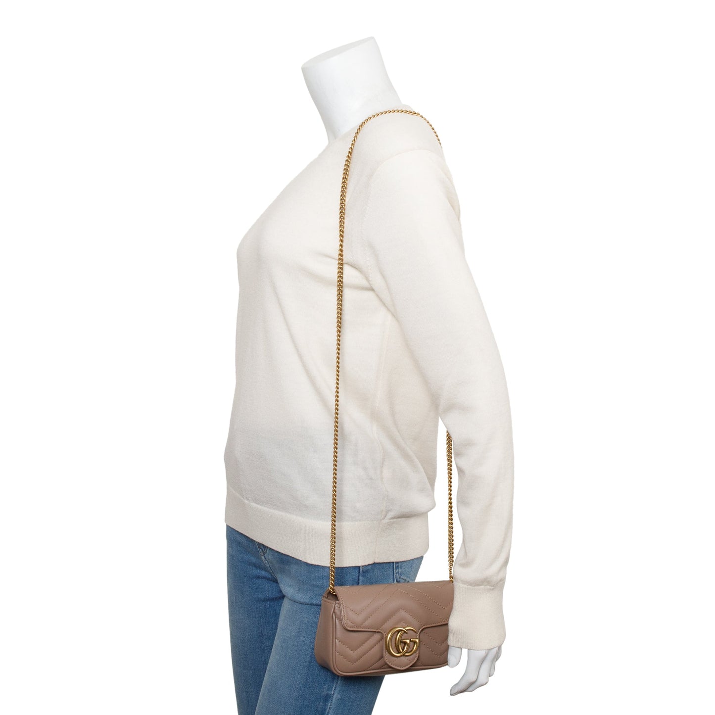 Gucci Beige GG Marmont Matelasse Leather Super Mini Bag