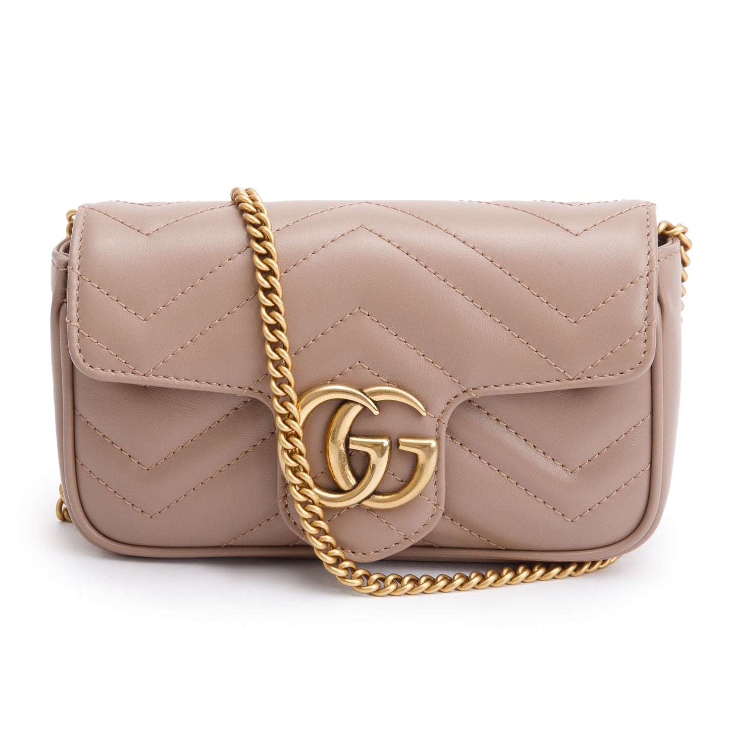 Gucci Beige GG Marmont Matelasse Leather Super Mini Bag