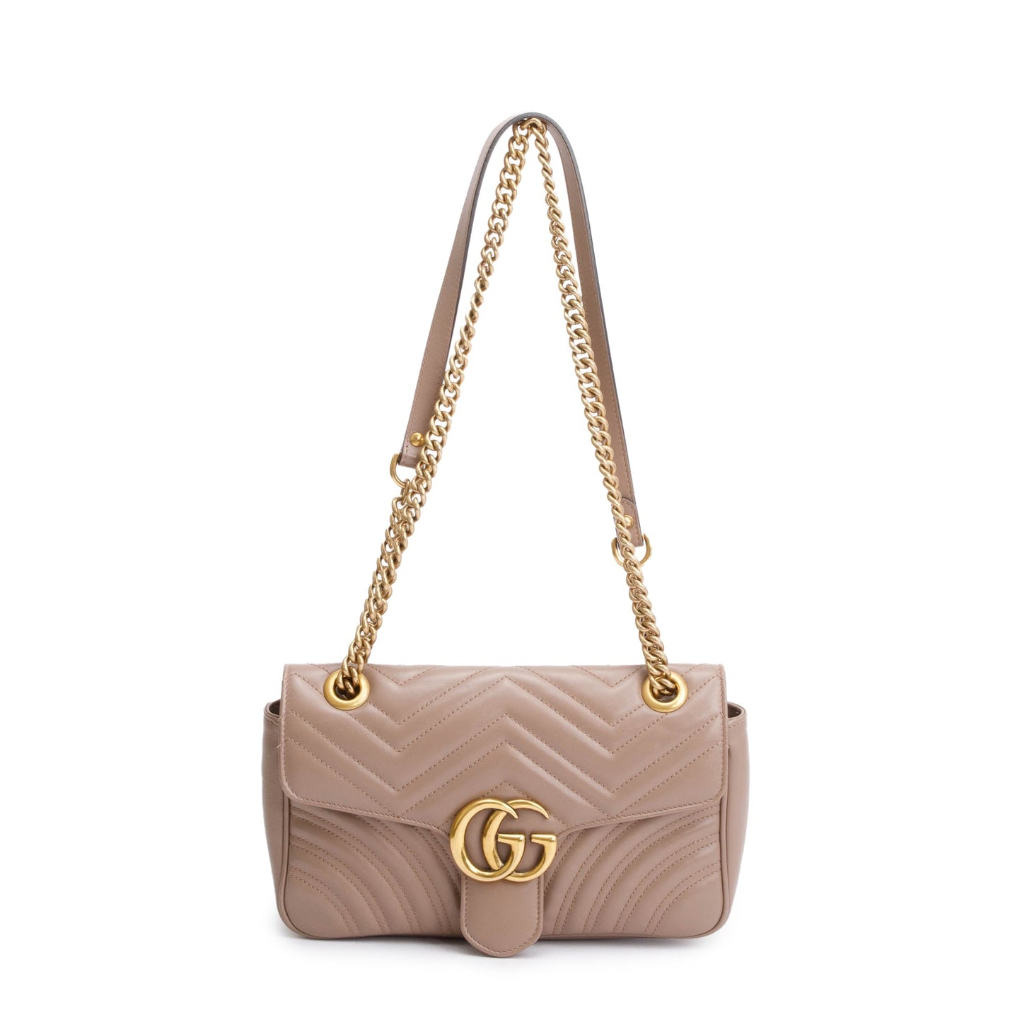 Gucci Beige GG Marmont Matelasse Small Shoulder Bag