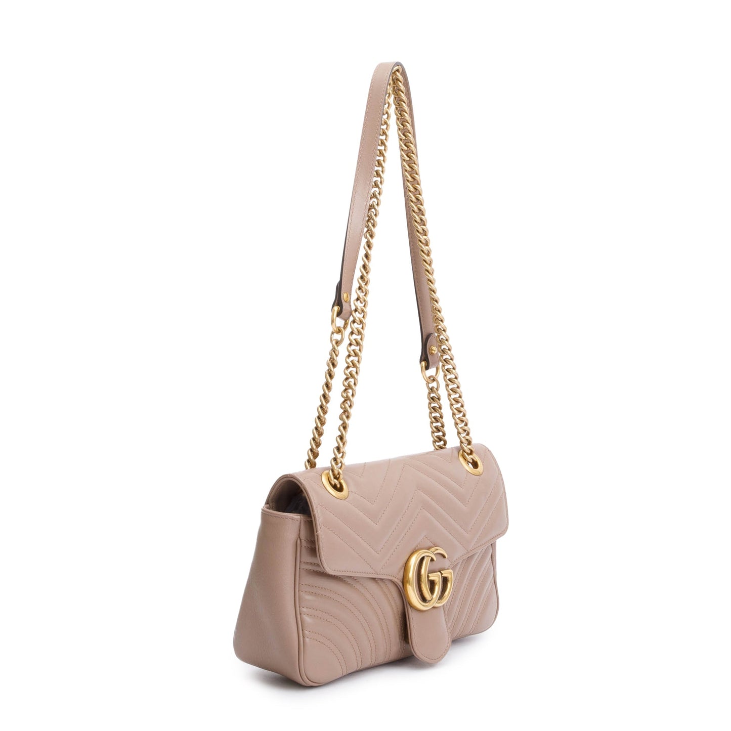 Gucci Beige GG Marmont Matelasse Small Shoulder Bag