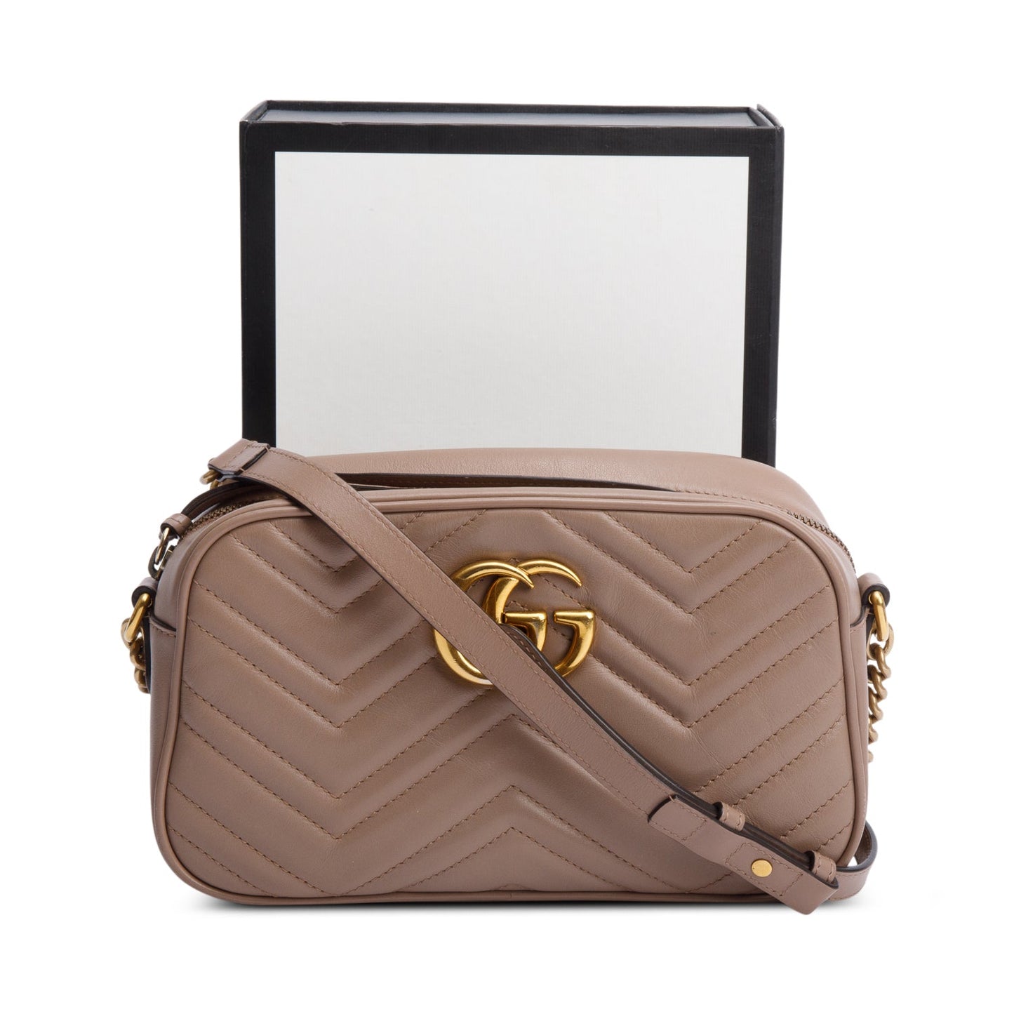 Gucci Beige GG Marmont Matelasse Small Shoulder Bag