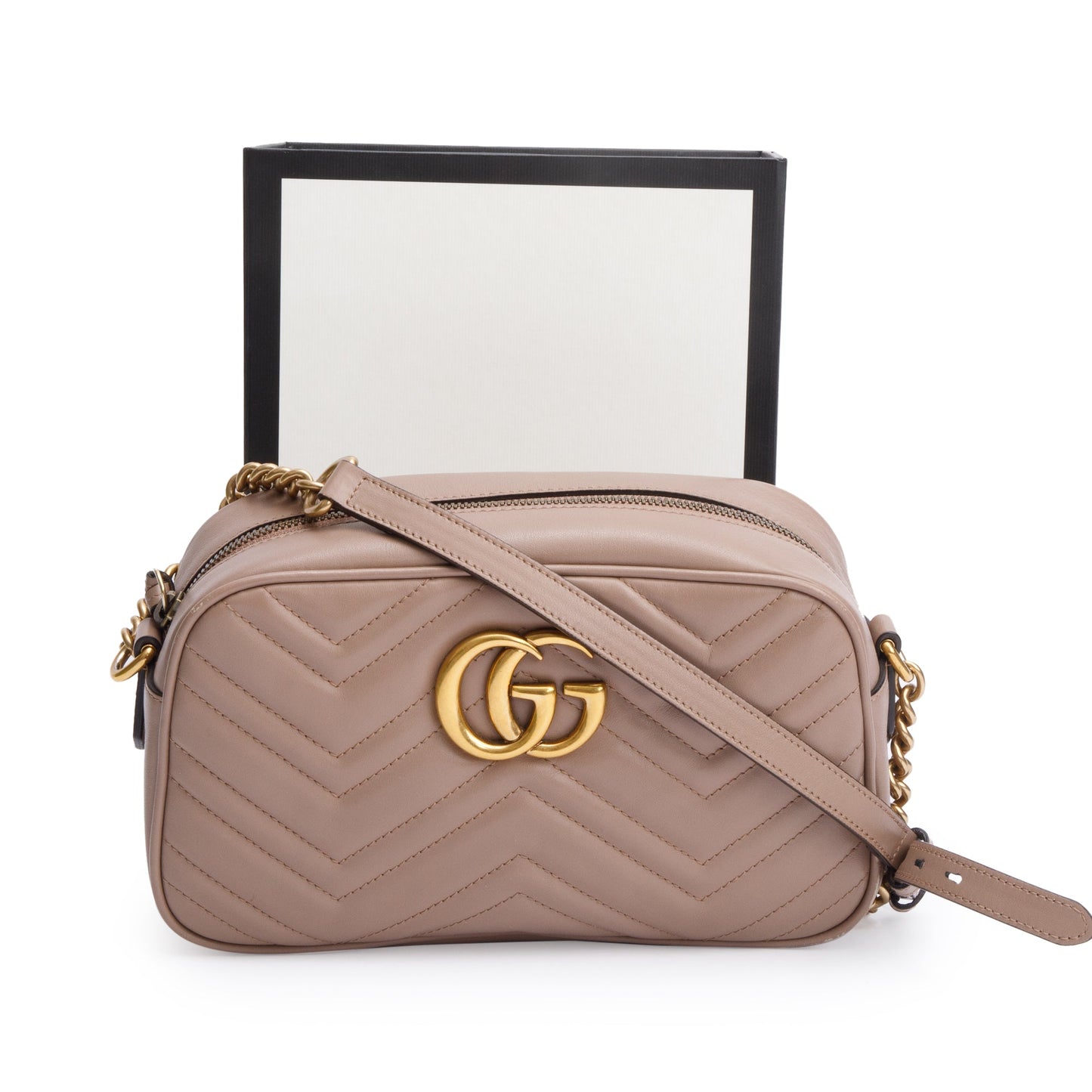 Gucci Beige GG Marmont Matelasse Small Shoulder Bag