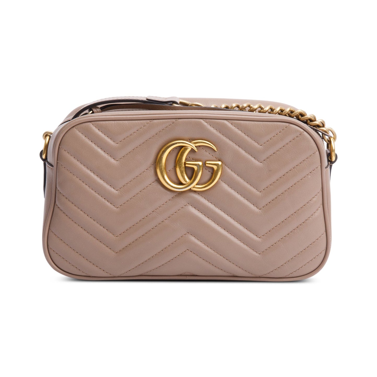 Gucci Beige GG Marmont Matelasse Small Shoulder Bag