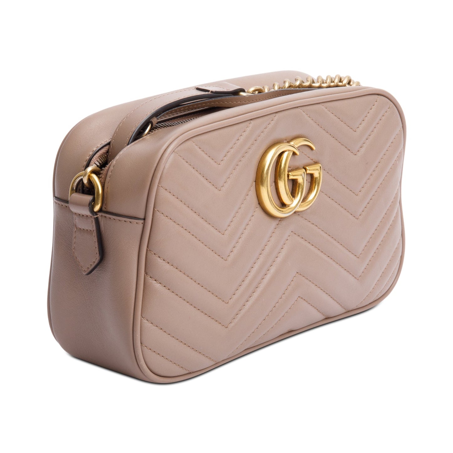 Gucci Beige GG Marmont Matelasse Small Shoulder Bag