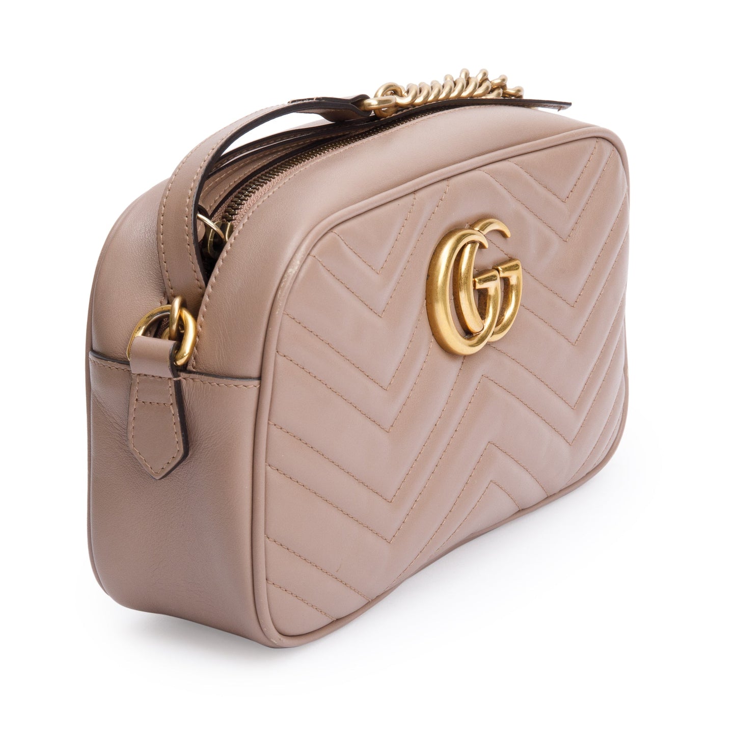 Gucci Beige GG Marmont Matelasse Small Shoulder Bag