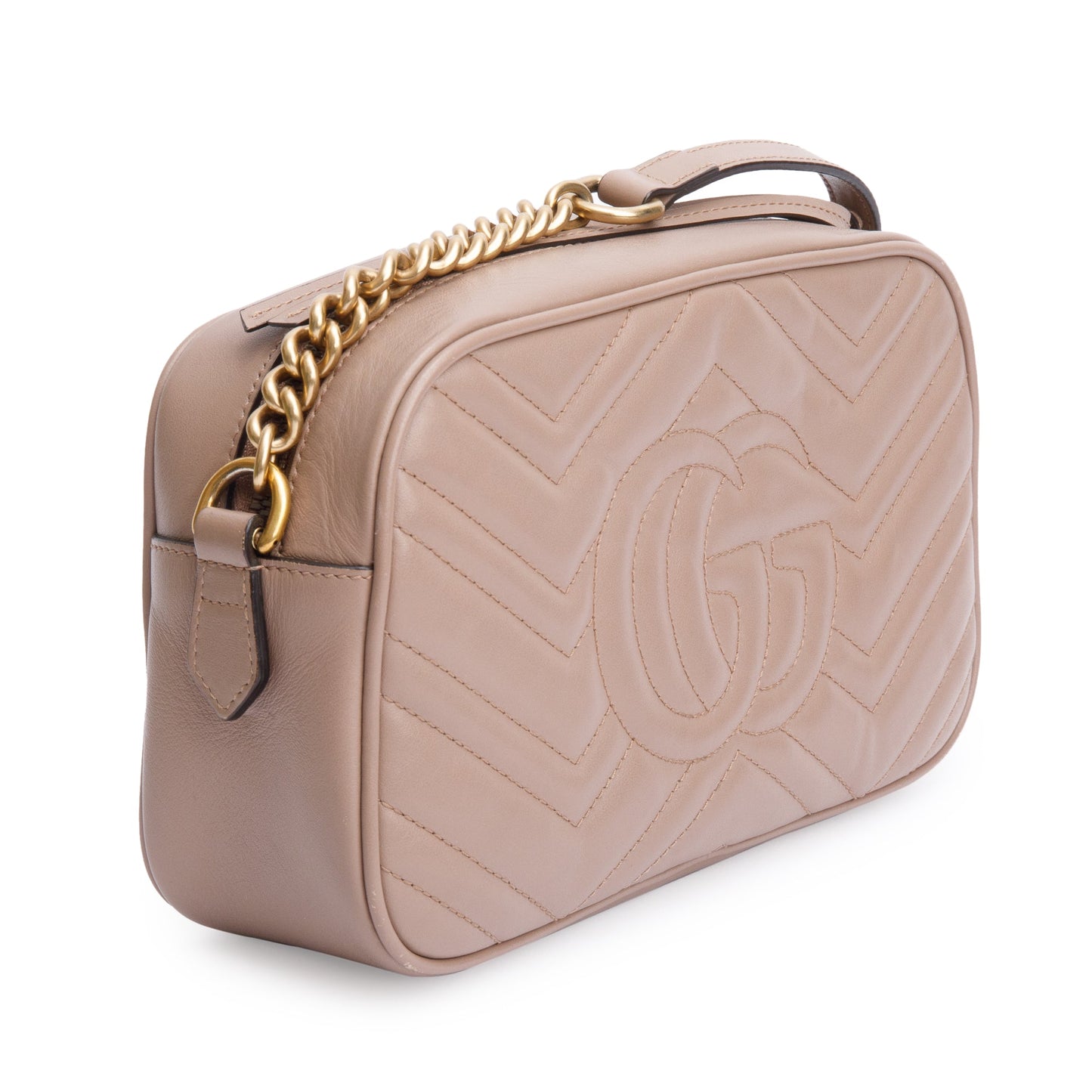 Gucci Beige GG Marmont Matelasse Small Shoulder Bag
