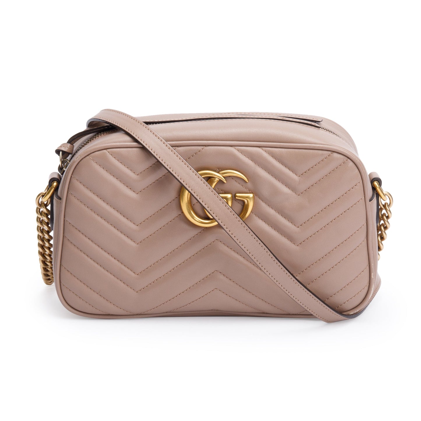 Gucci Beige GG Marmont Matelasse Small Shoulder Bag