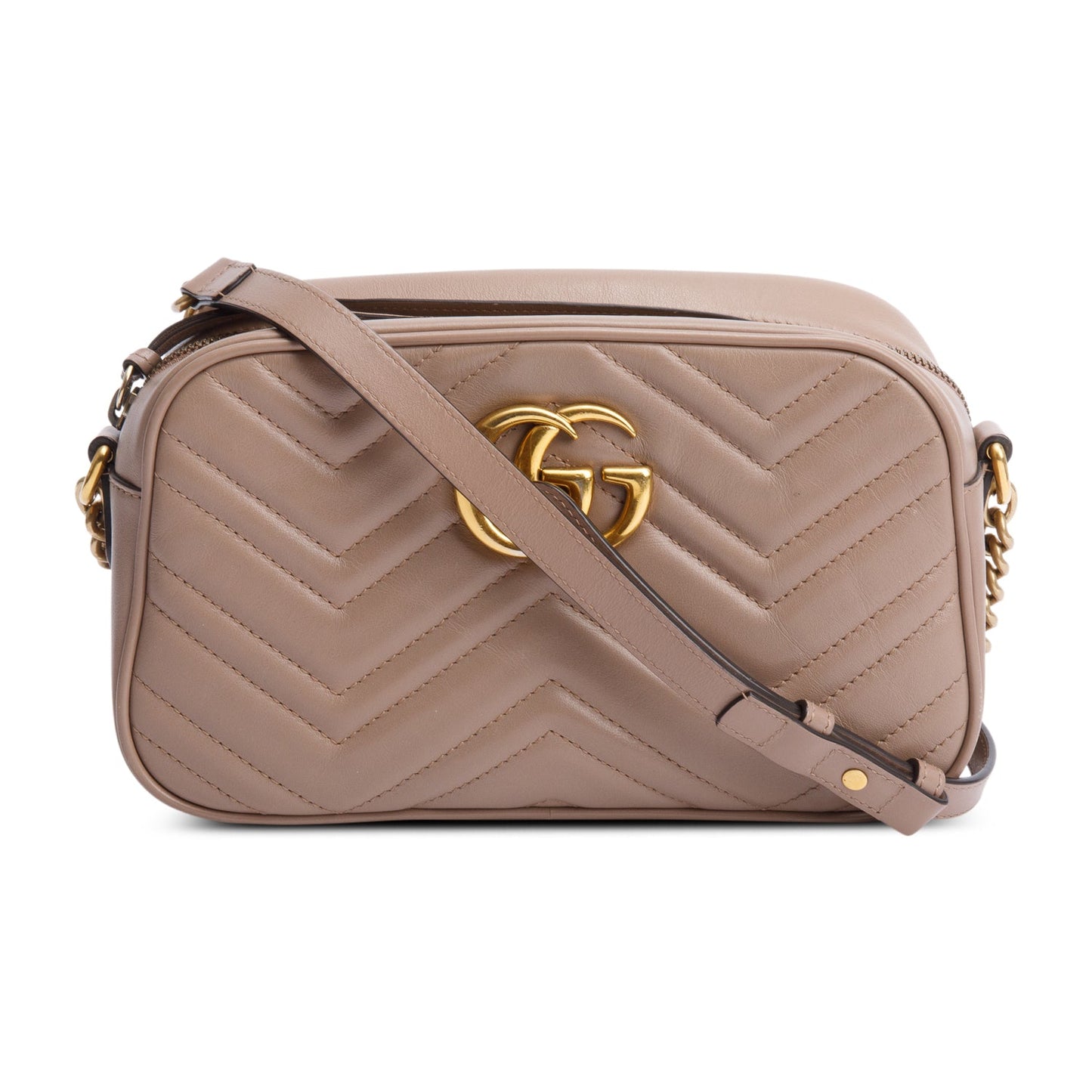 Gucci Beige GG Marmont Matelasse Small Shoulder Bag