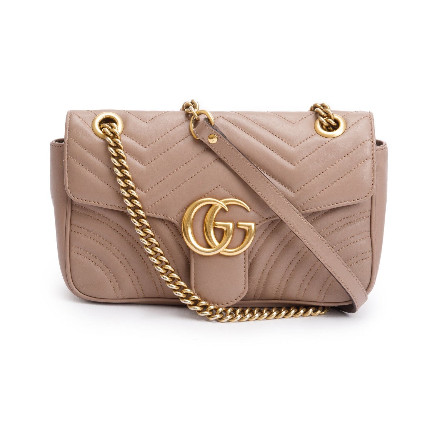 Gucci Beige GG Marmont Matelasse Small Shoulder Bag