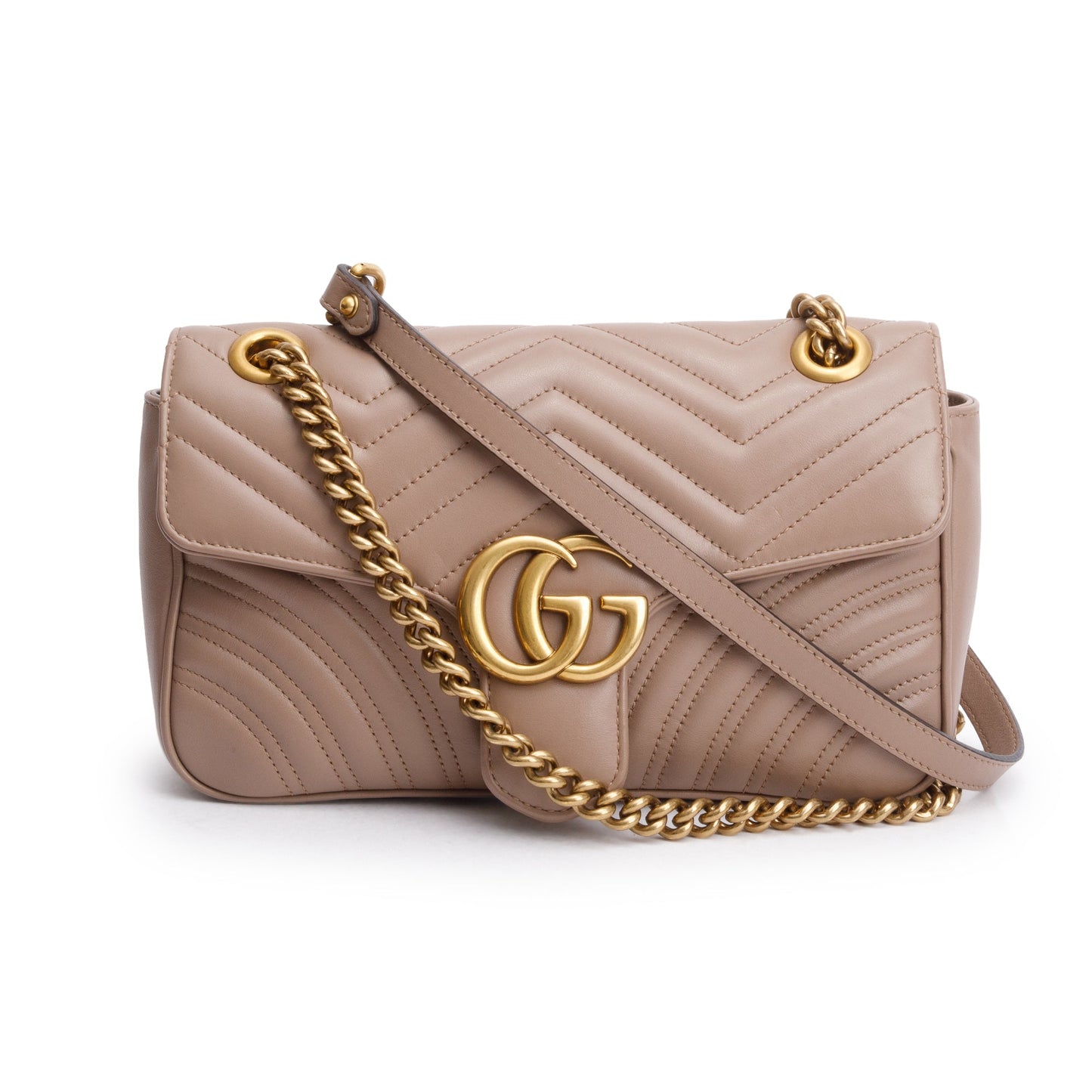 Gucci Beige GG Marmont Matelasse Small Shoulder Bag