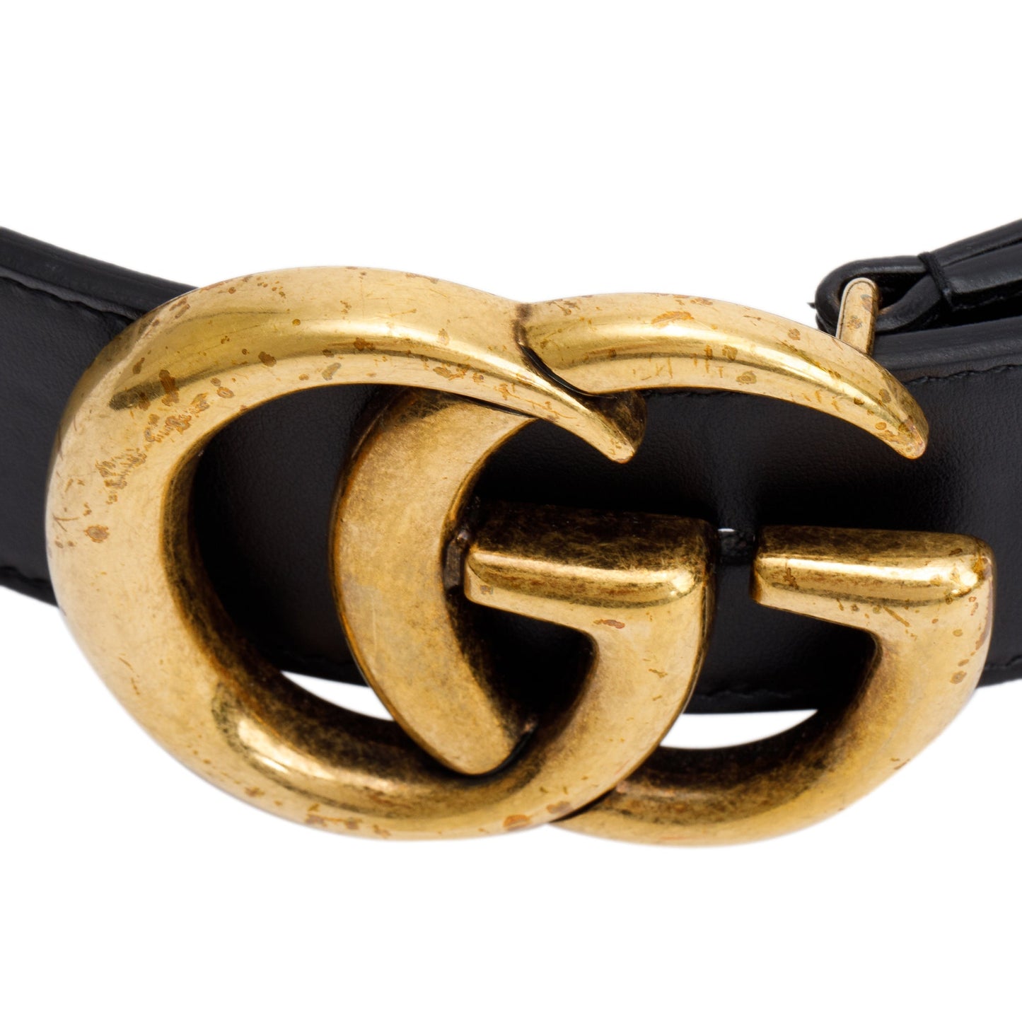 Gucci Beige GG Supreme Black Leather Double G Wide Belt 75 30