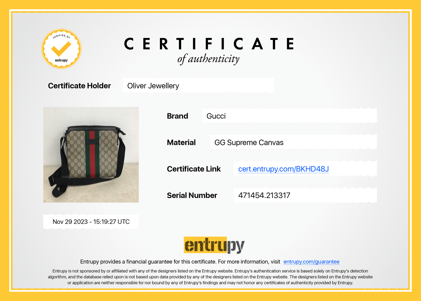 Gucci Beige GG Supreme Web Messenger Bag