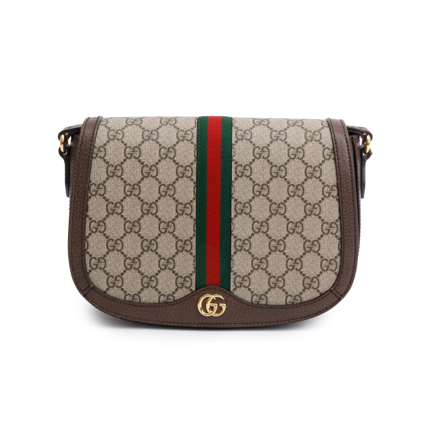 Gucci Beige GG Supreme Web Small Ophidia Flap Messenger Bag