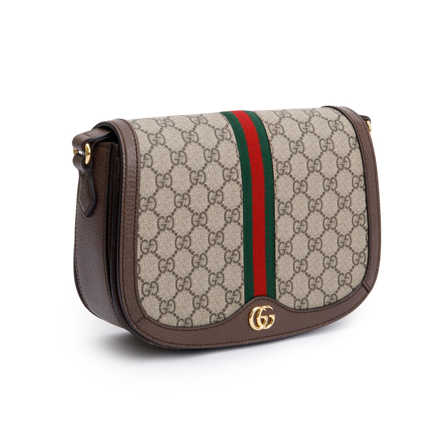 Gucci Beige GG Supreme Web Small Ophidia Flap Messenger Bag