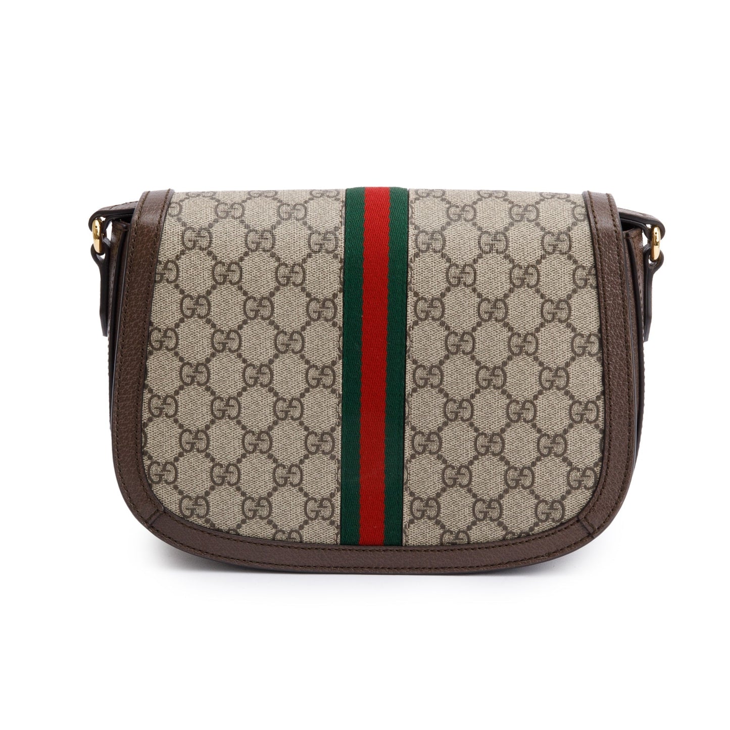 Gucci Beige GG Supreme Web Small Ophidia Flap Messenger Bag