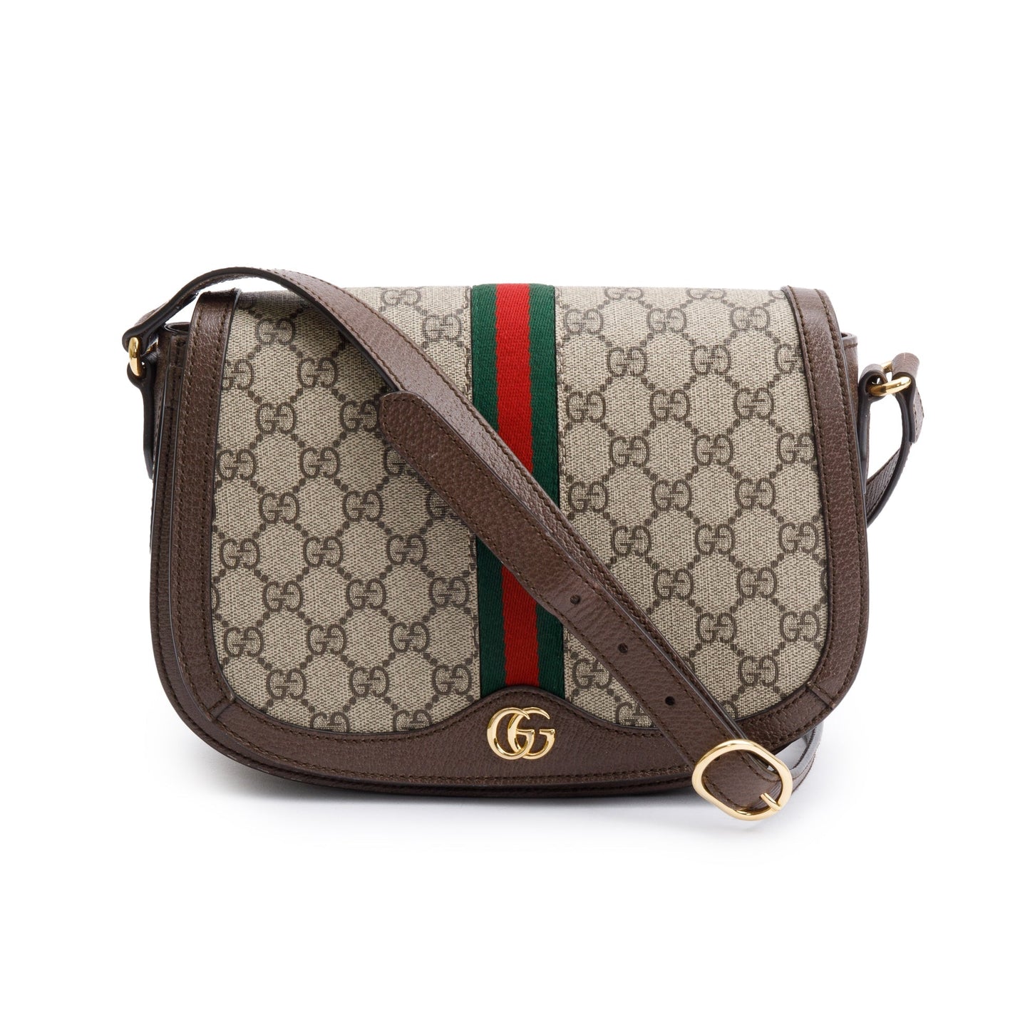 Gucci Beige GG Supreme Web Small Ophidia Flap Messenger Bag