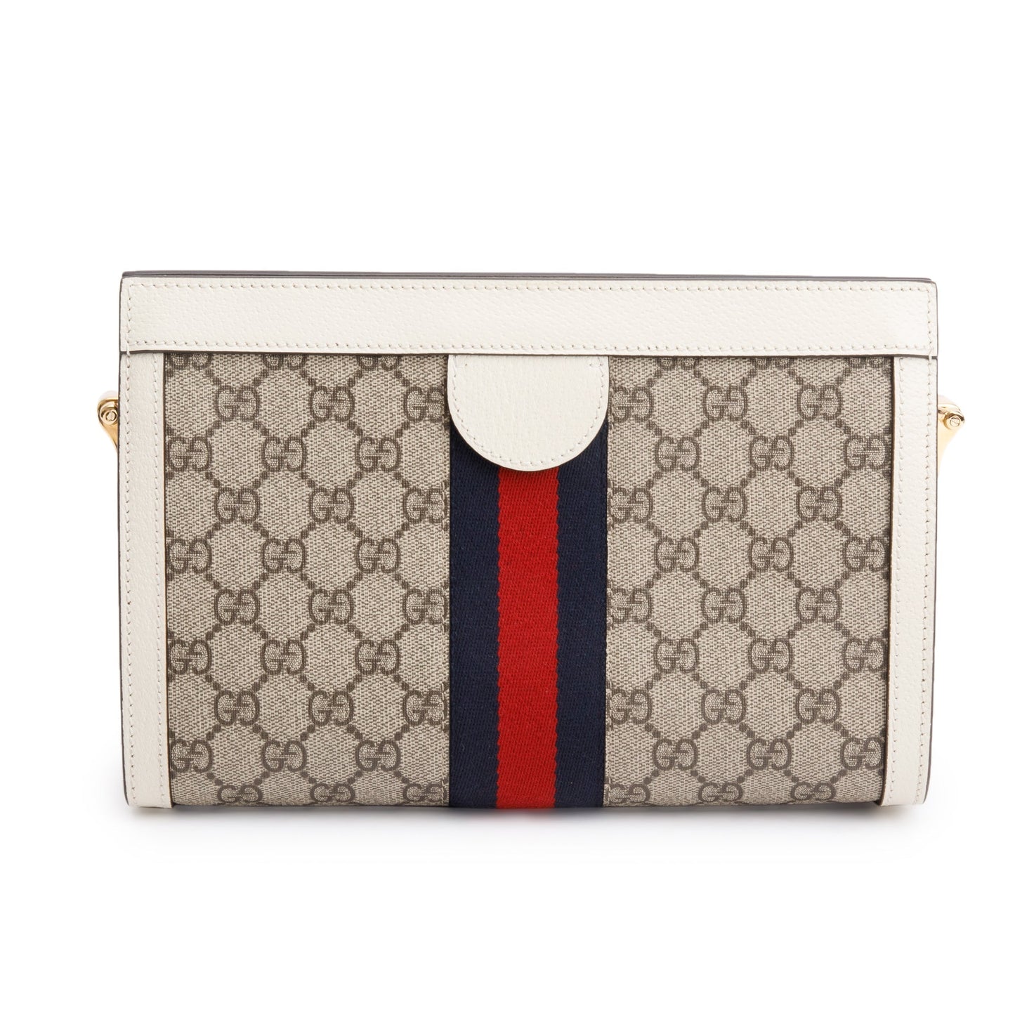 Gucci Beige GG Supreme White Leather Ophidia GG Small Shoulder Bag