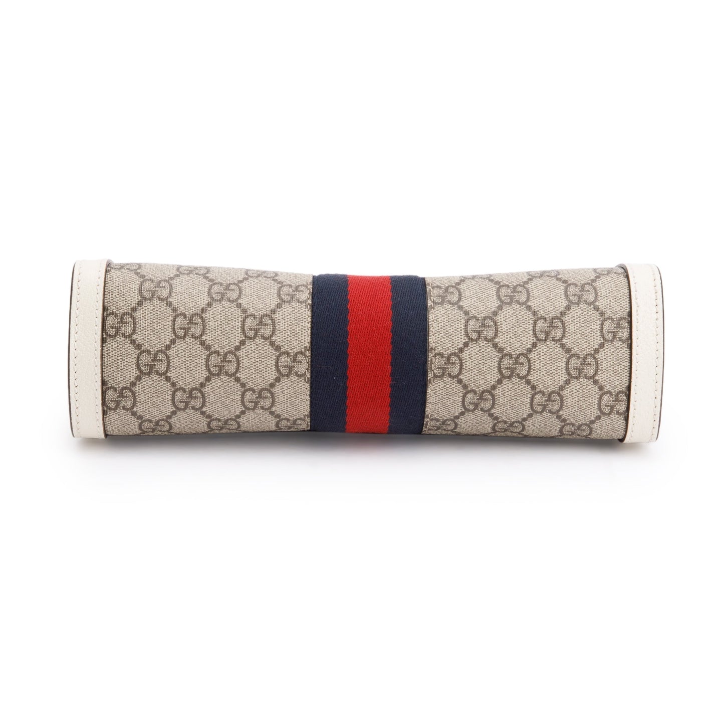 Gucci Beige GG Supreme White Leather Ophidia GG Small Shoulder Bag