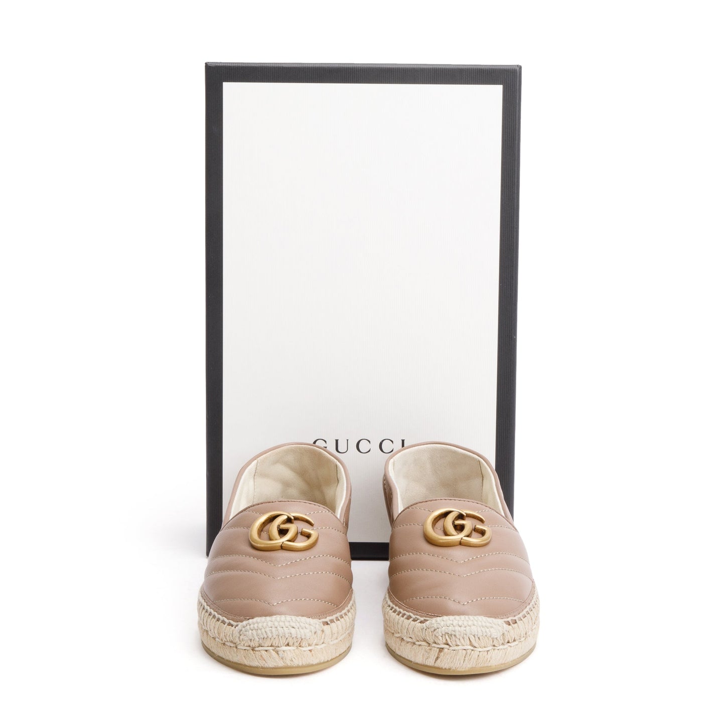 Gucci Beige Matelasse Nappa Leather GG Marmont Espadrille, Size 36.5