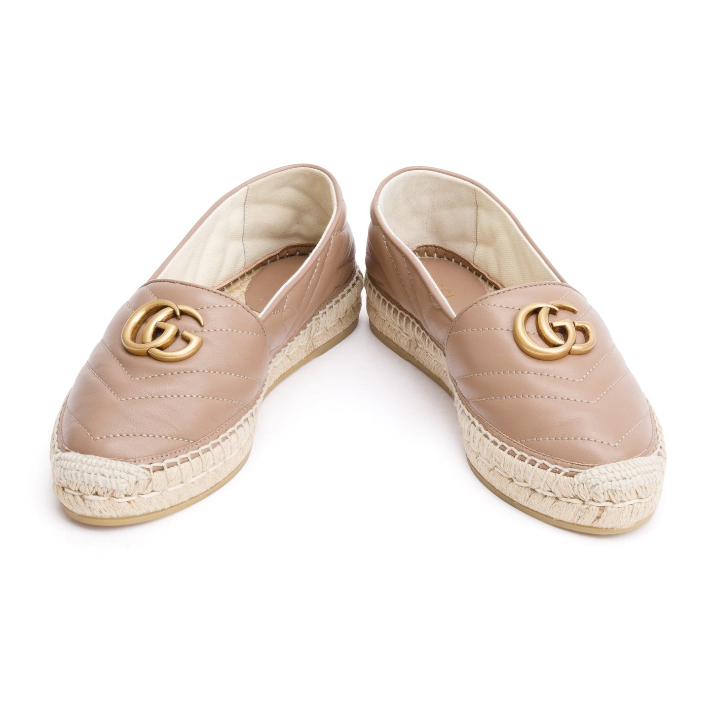 Gucci Beige Matelasse Nappa Leather GG Marmont Espadrille, Size 36.5