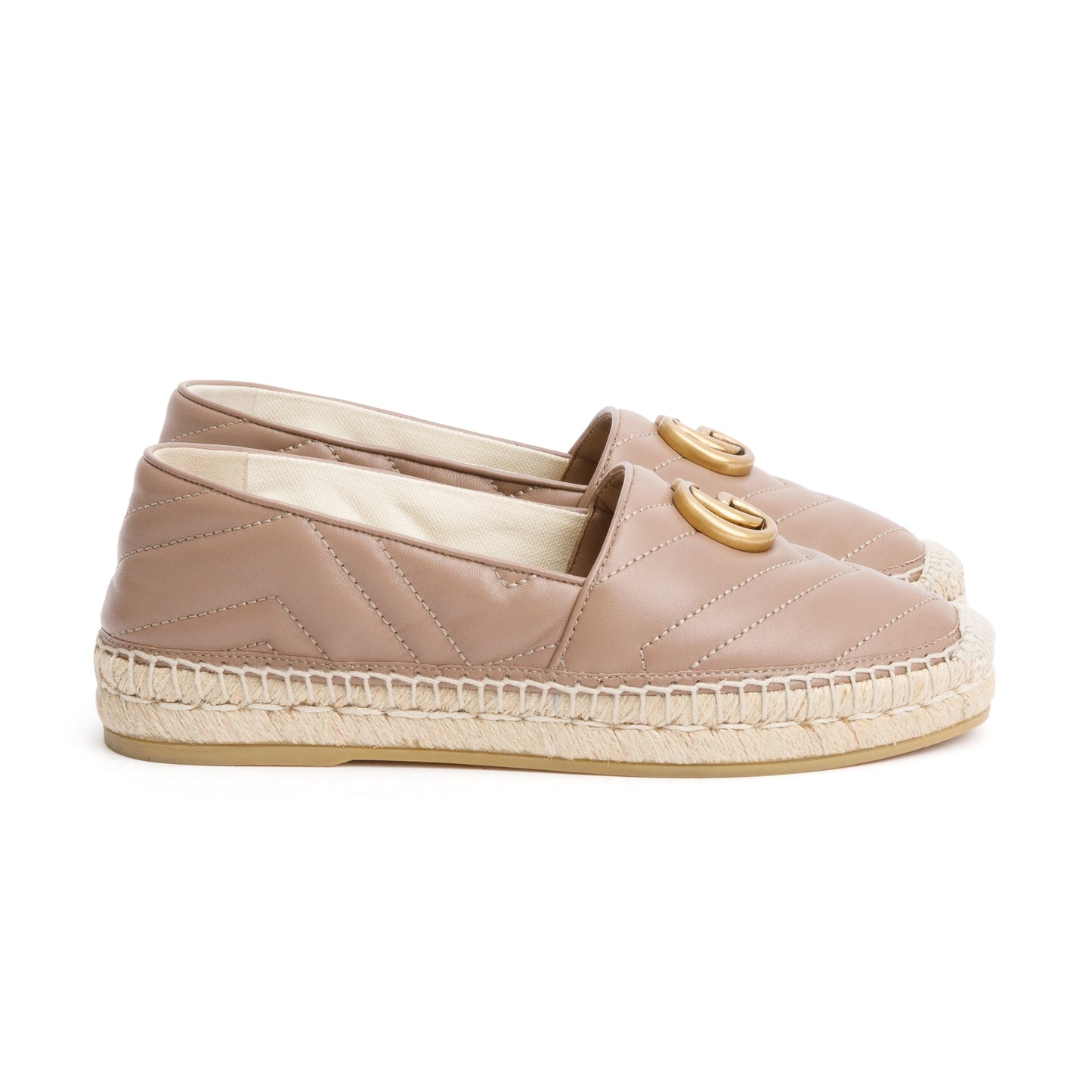 Gucci Beige Matelasse Nappa Leather GG Marmont Espadrille, Size 36.5