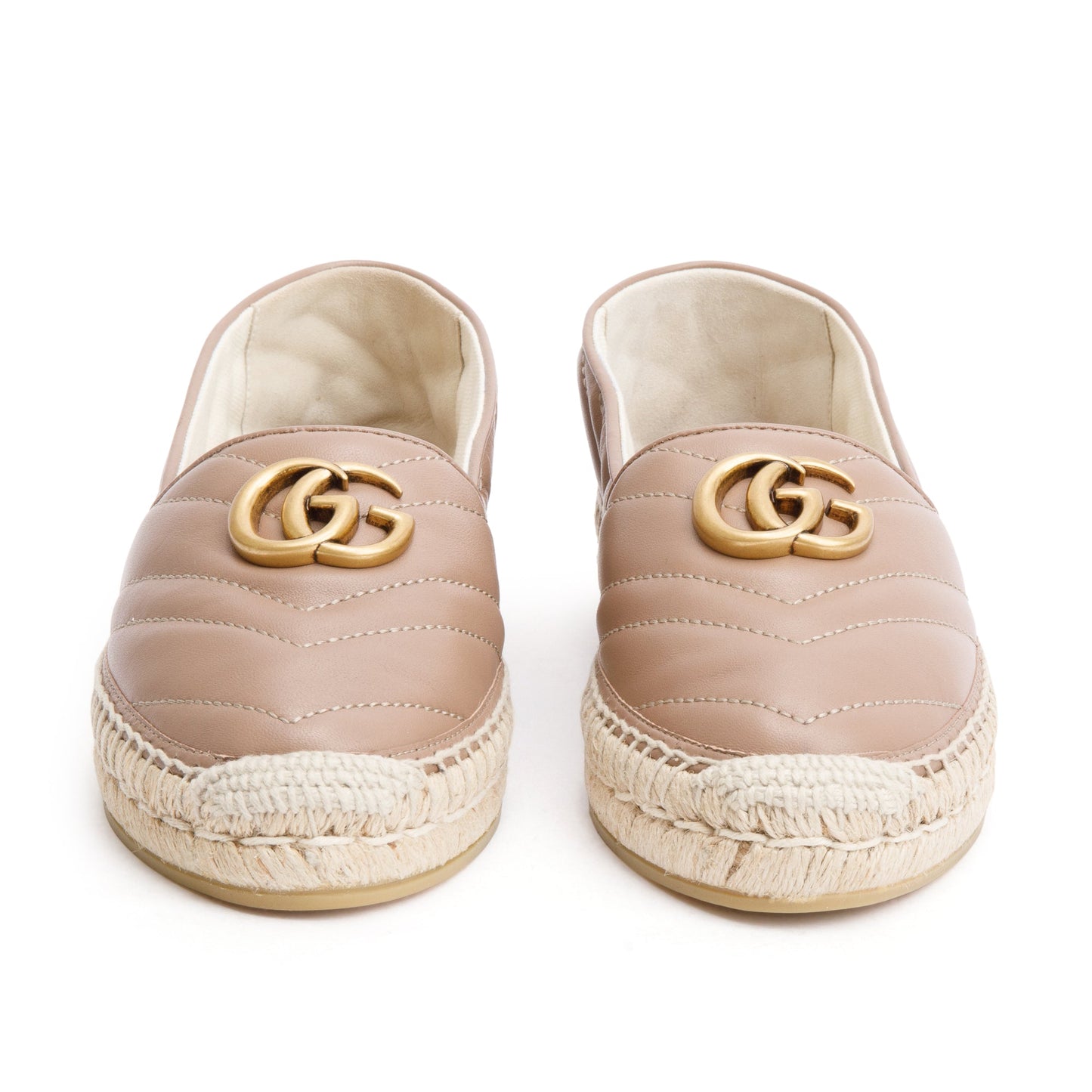 Gucci Beige Matelasse Nappa Leather GG Marmont Espadrille, Size 36.5