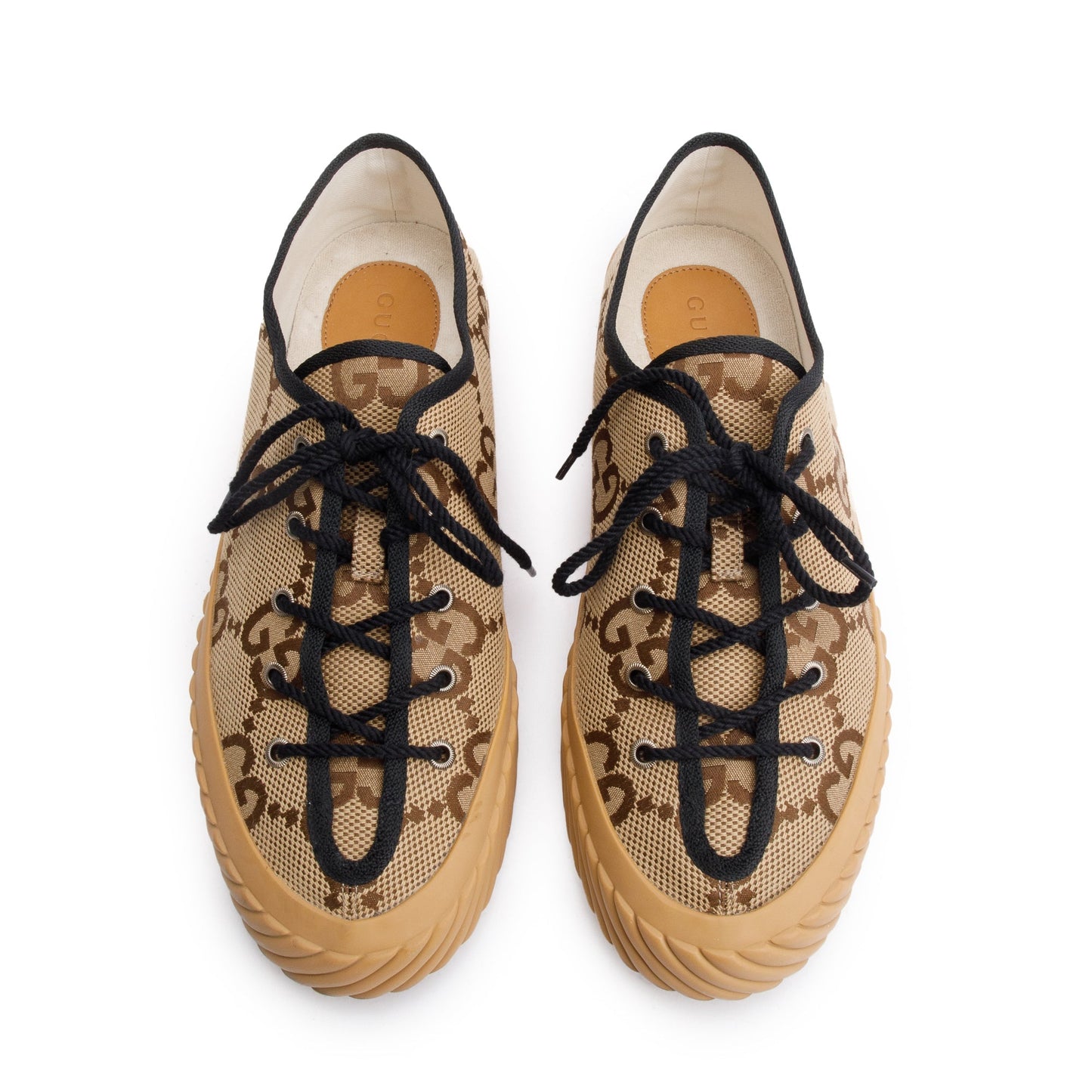 Gucci Beige Maxi GG Canvas Low Sneakers, Size 11