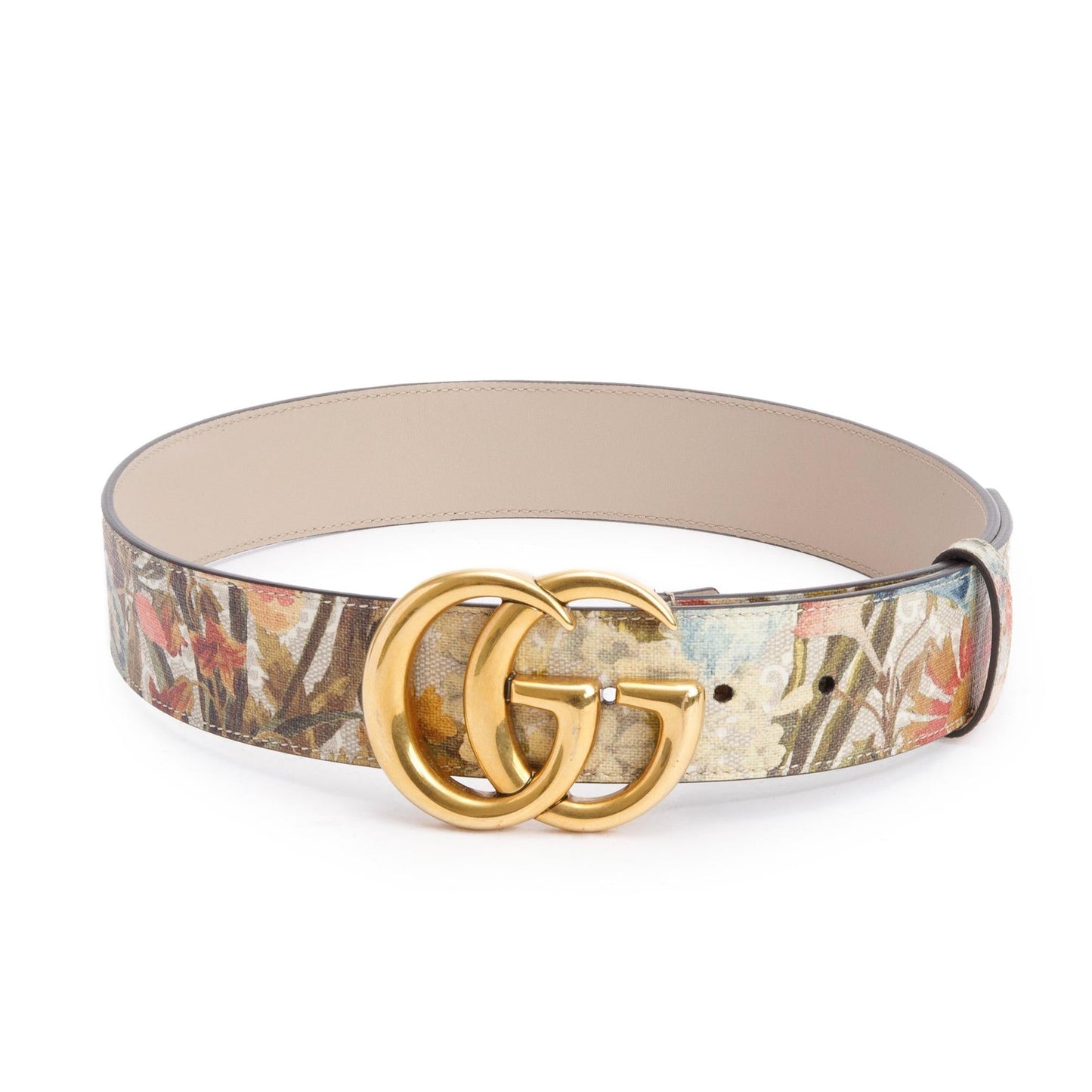 Gucci Beige Multicolor GG Supreme Blooms GG Marmont Wide Belt 75 30