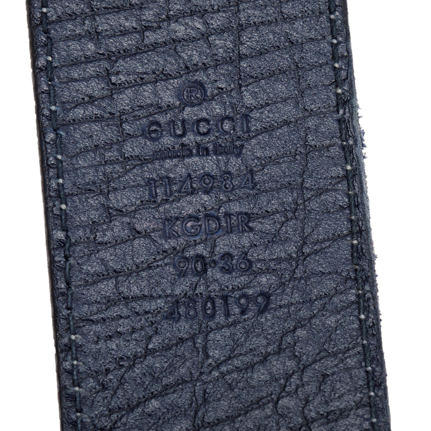Gucci Beige & Navy GG Supreme Canvas Interlocking G Belt 90 36