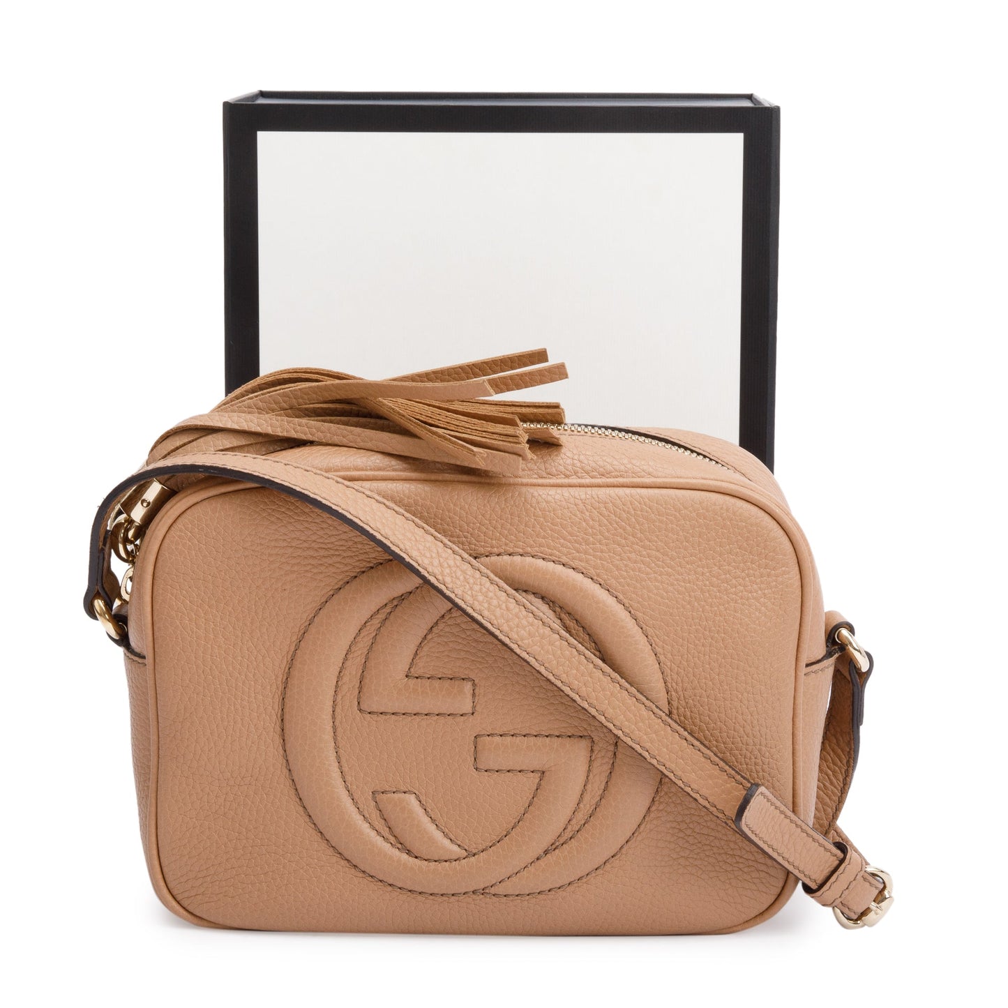 Gucci Beige Pebbled Calfskin Leather Small Soho Disco Bag
