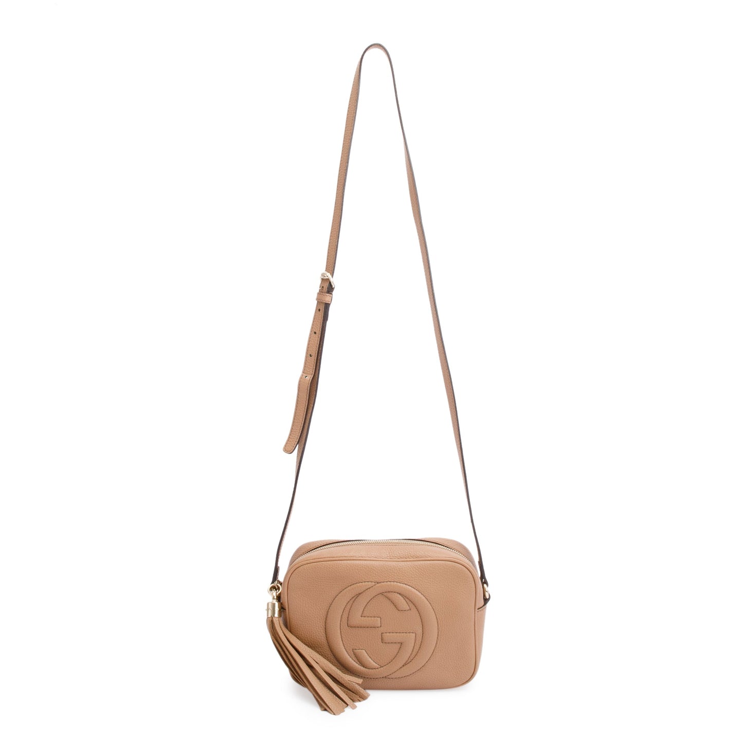 Gucci Beige Pebbled Calfskin Leather Small Soho Disco Bag