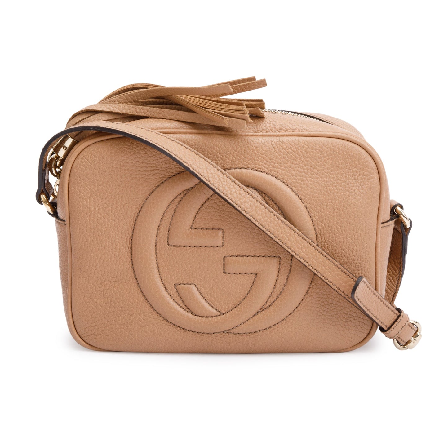 Gucci Beige Pebbled Calfskin Leather Small Soho Disco Bag