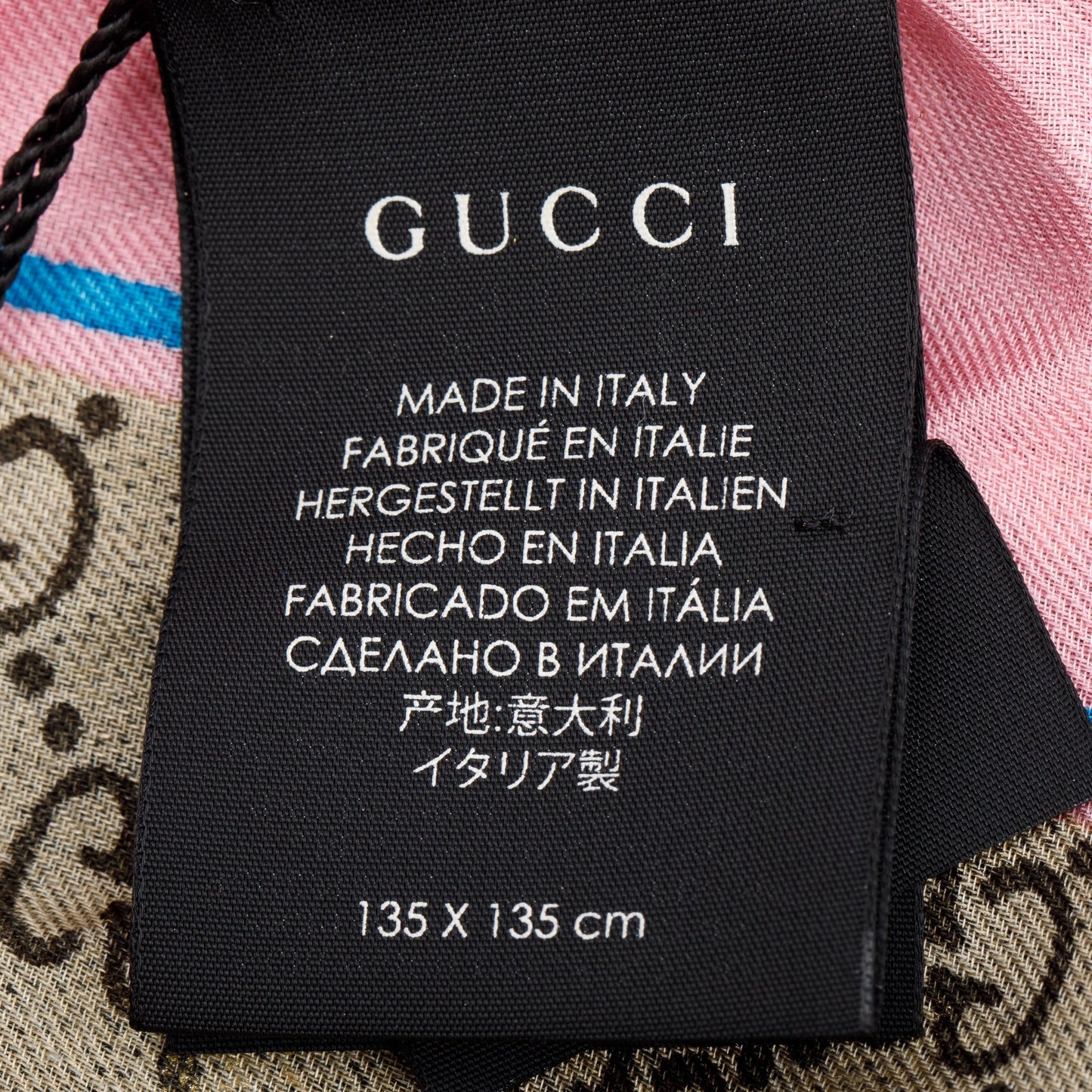 Gucci Beige/ Pink Jacquard GG Bees Silk Shawl Scarf