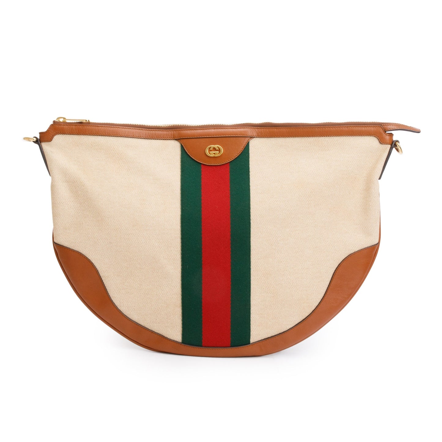 Gucci Beige Vintage GG Supreme Web Large Ophidia Half Moon Hobo